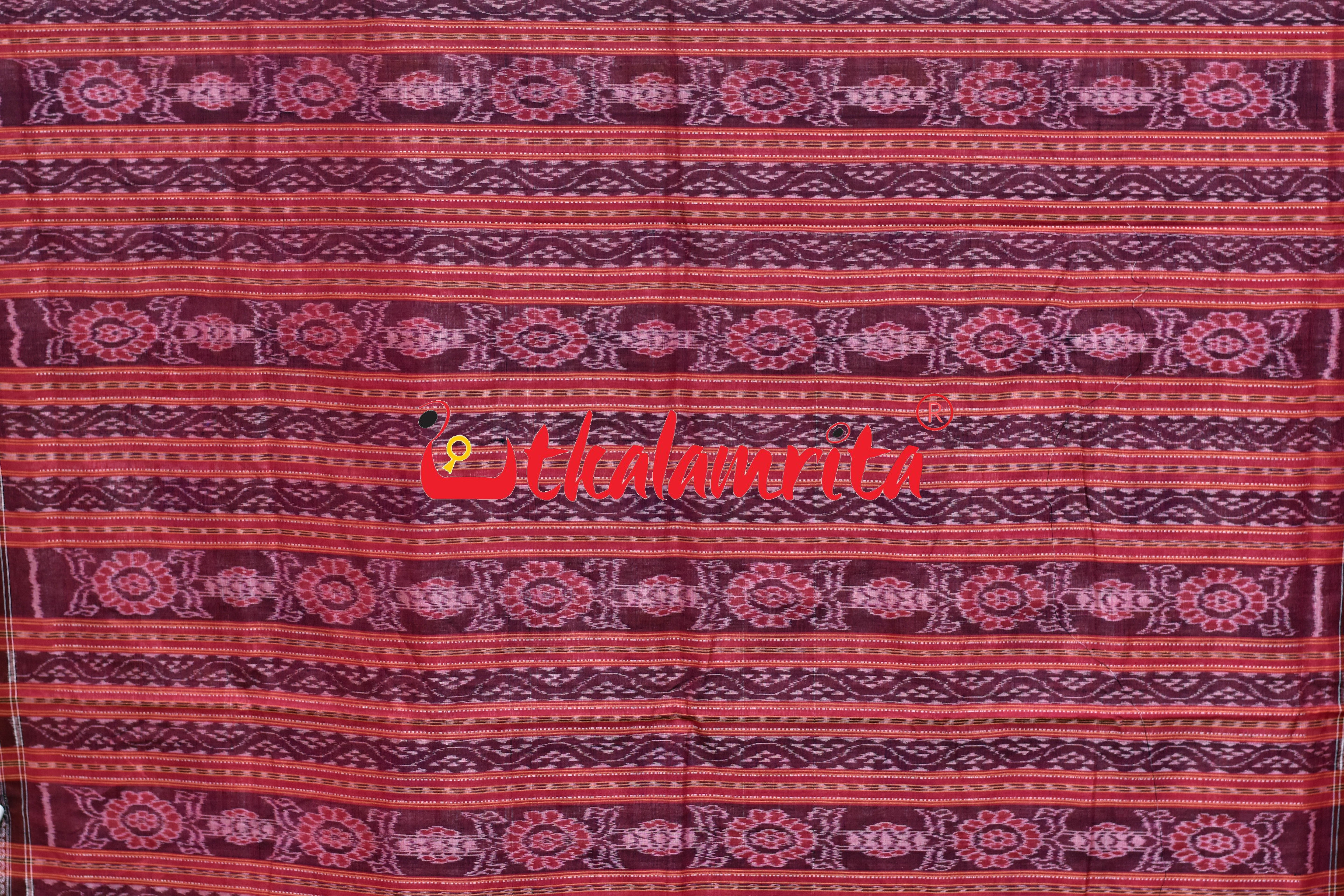 White Red Mini Aswini Sambalpuri Cotton Saree