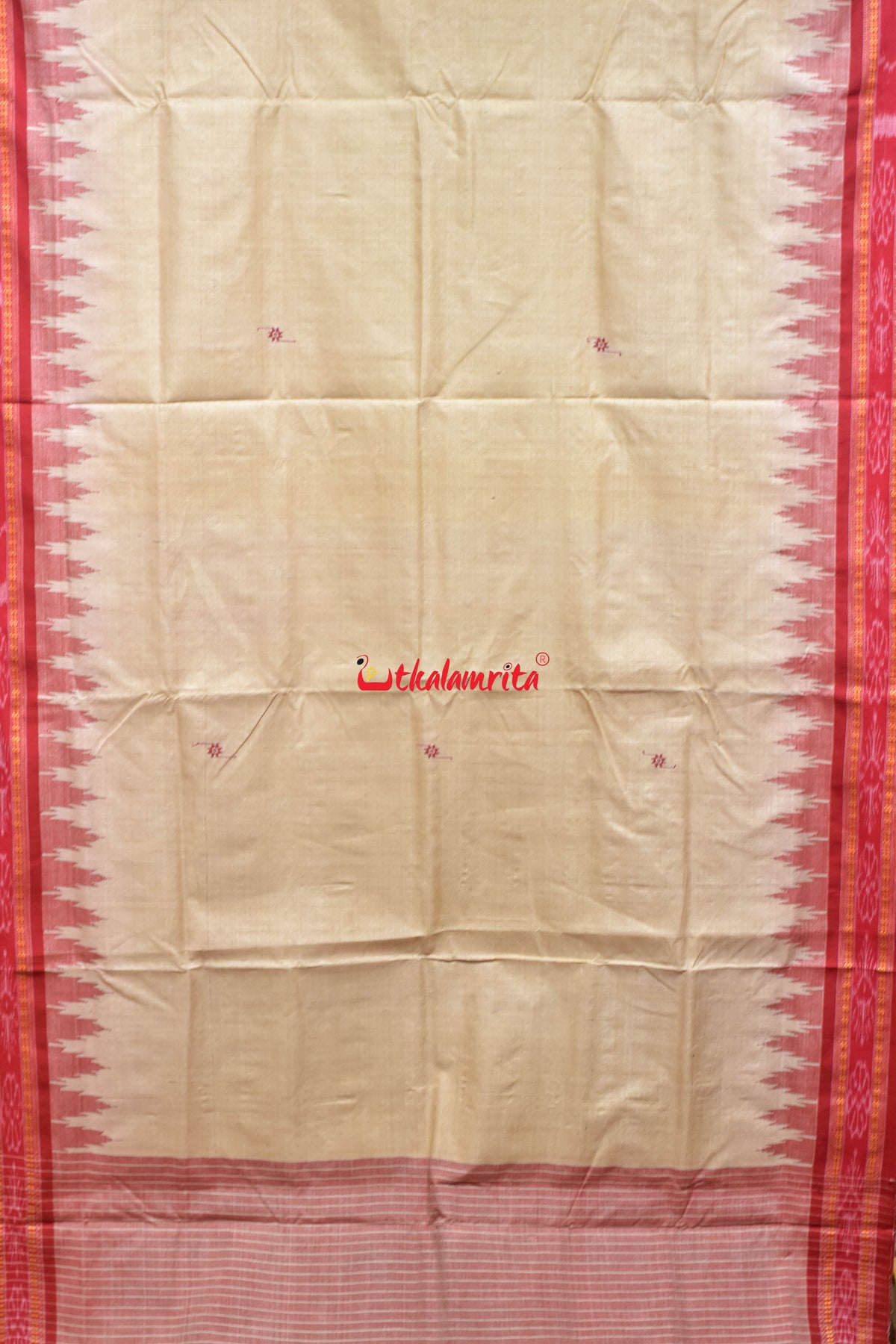 Natural Red Phoda Kumbha Tussar Silk Saree