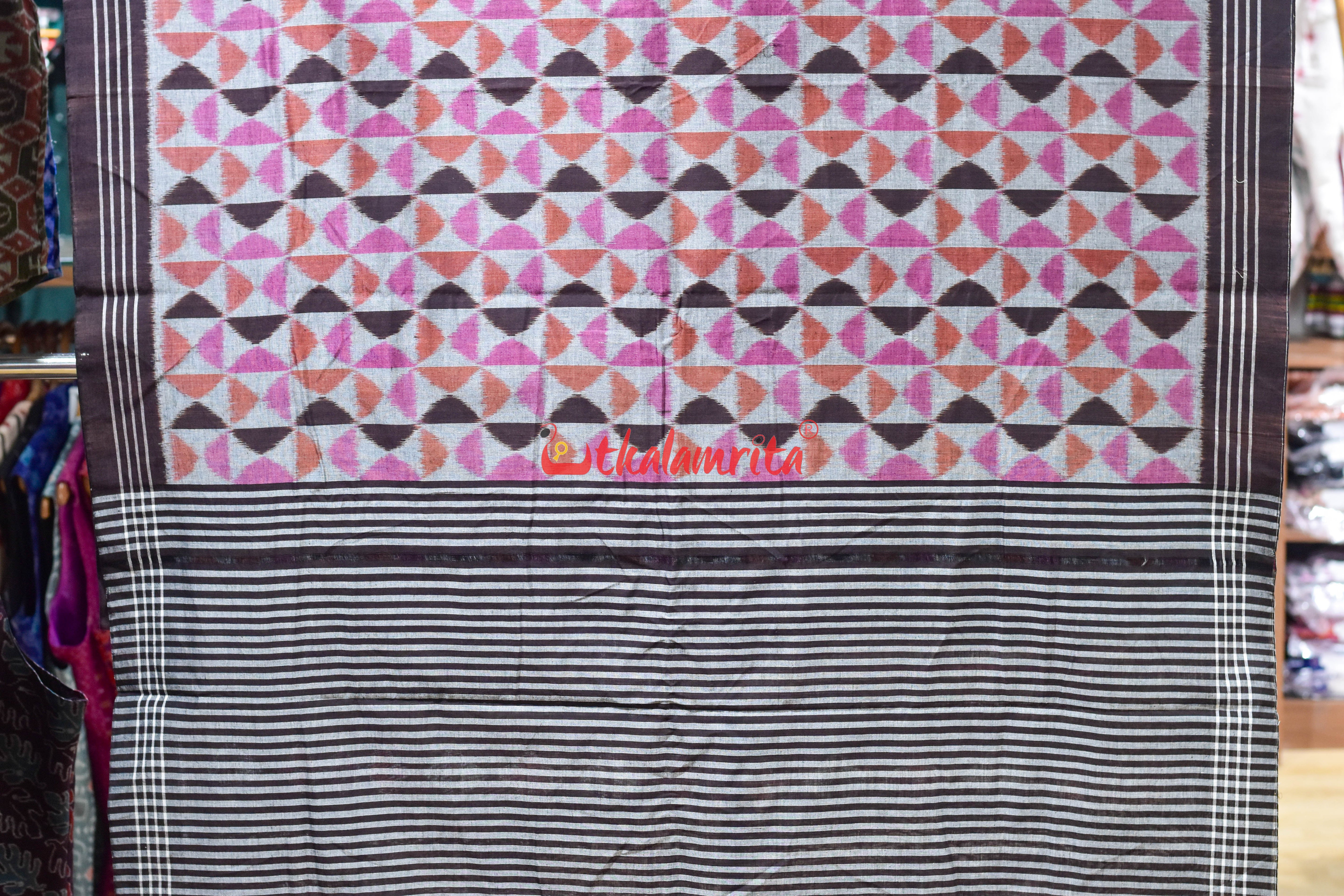 Pink Optical Illusion Khandua Cotton Saree