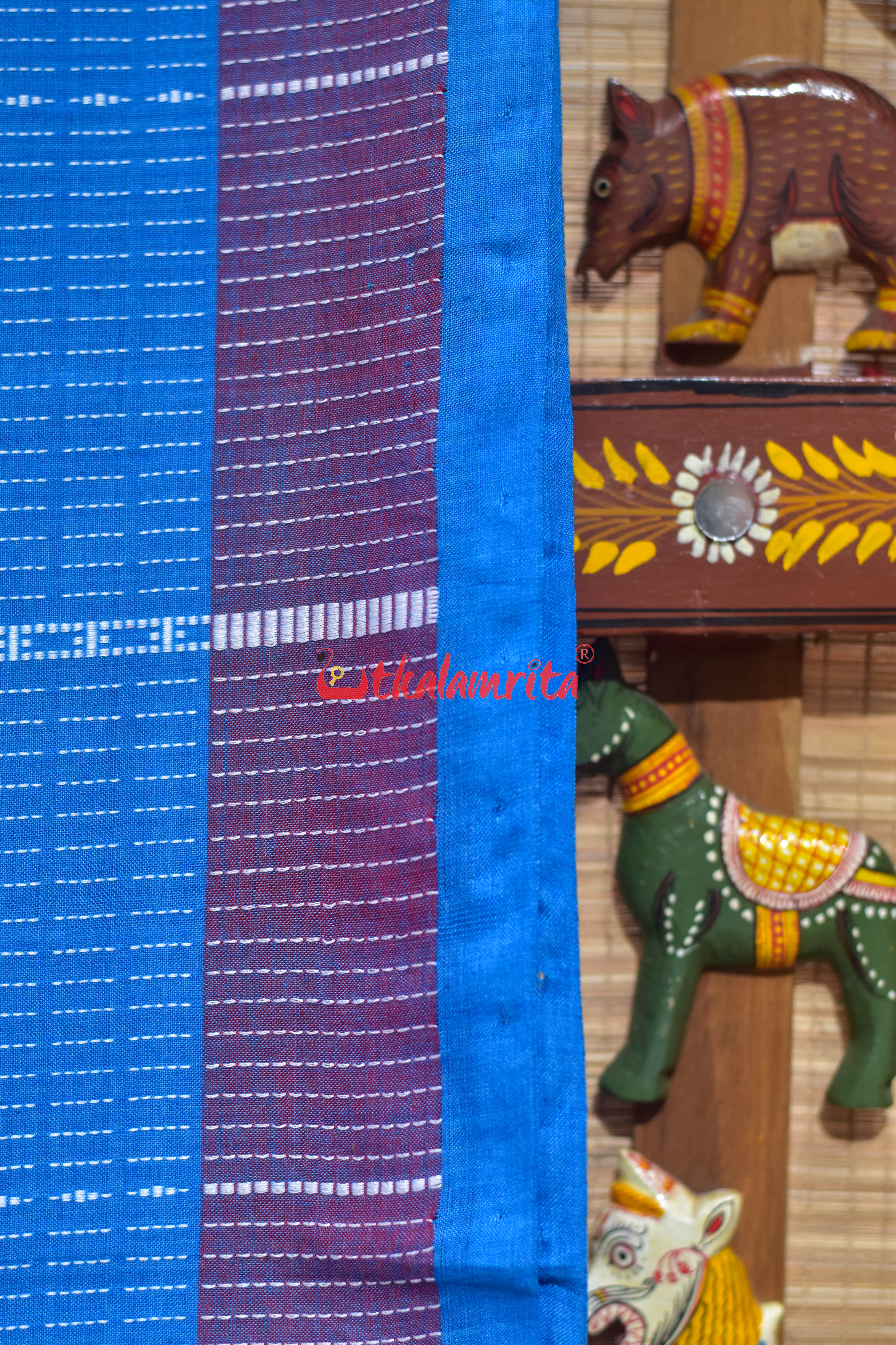 Blue konark Wheel Dhalapathara Cotton Saree