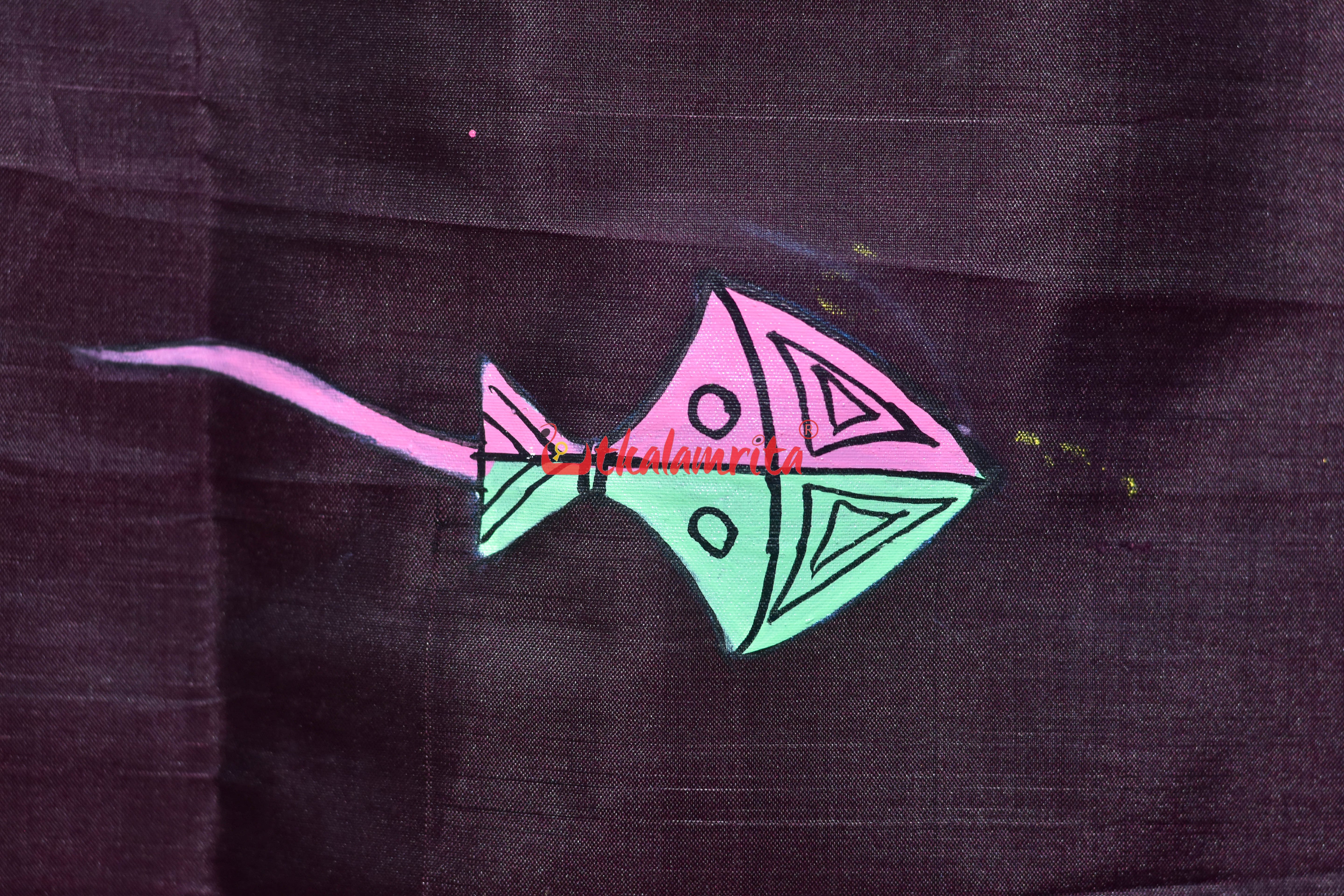 Coffee Makara Sankrati Pattachitra Silk Saree