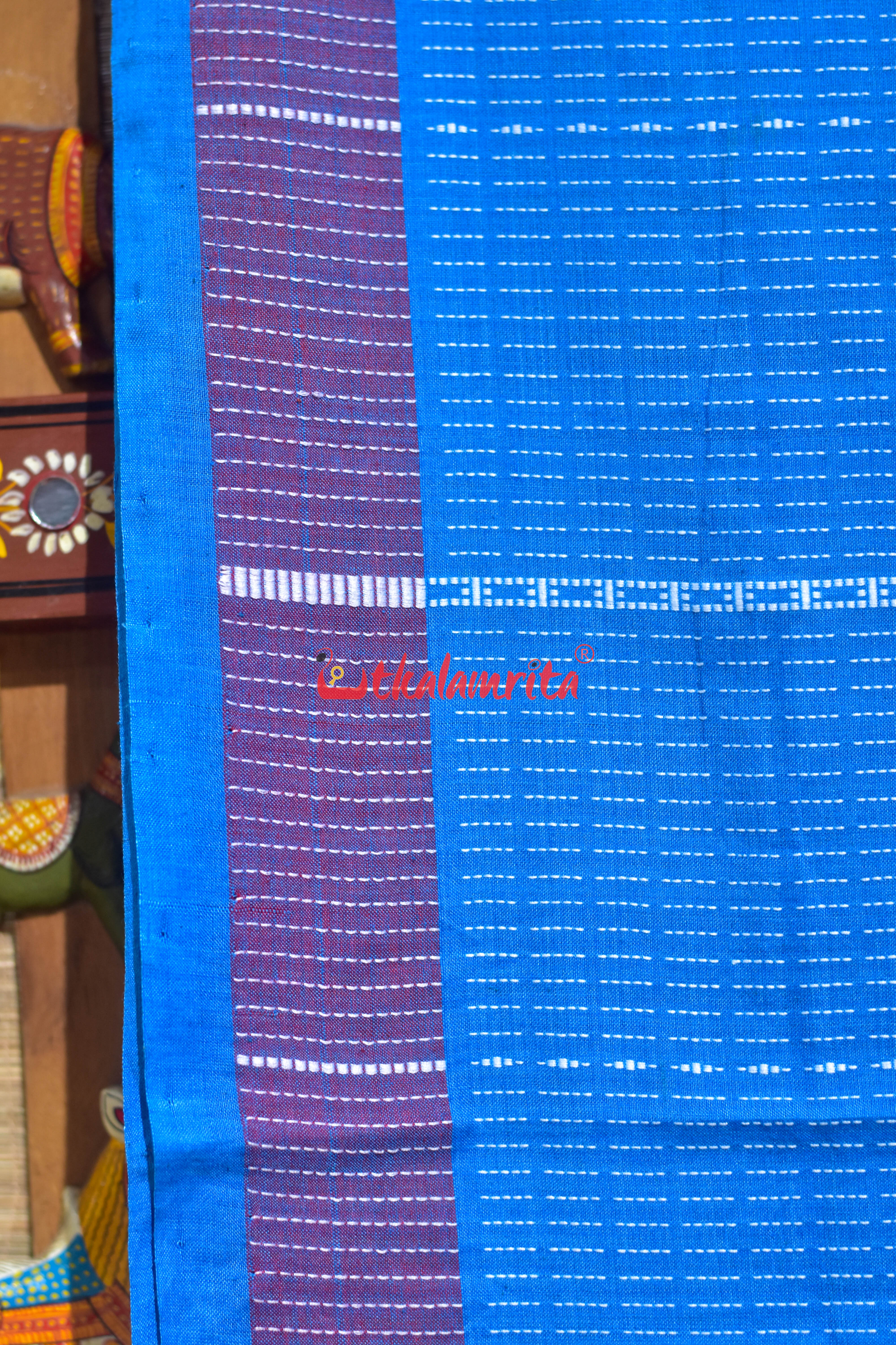 Blue konark Wheel Dhalapathara Cotton Saree