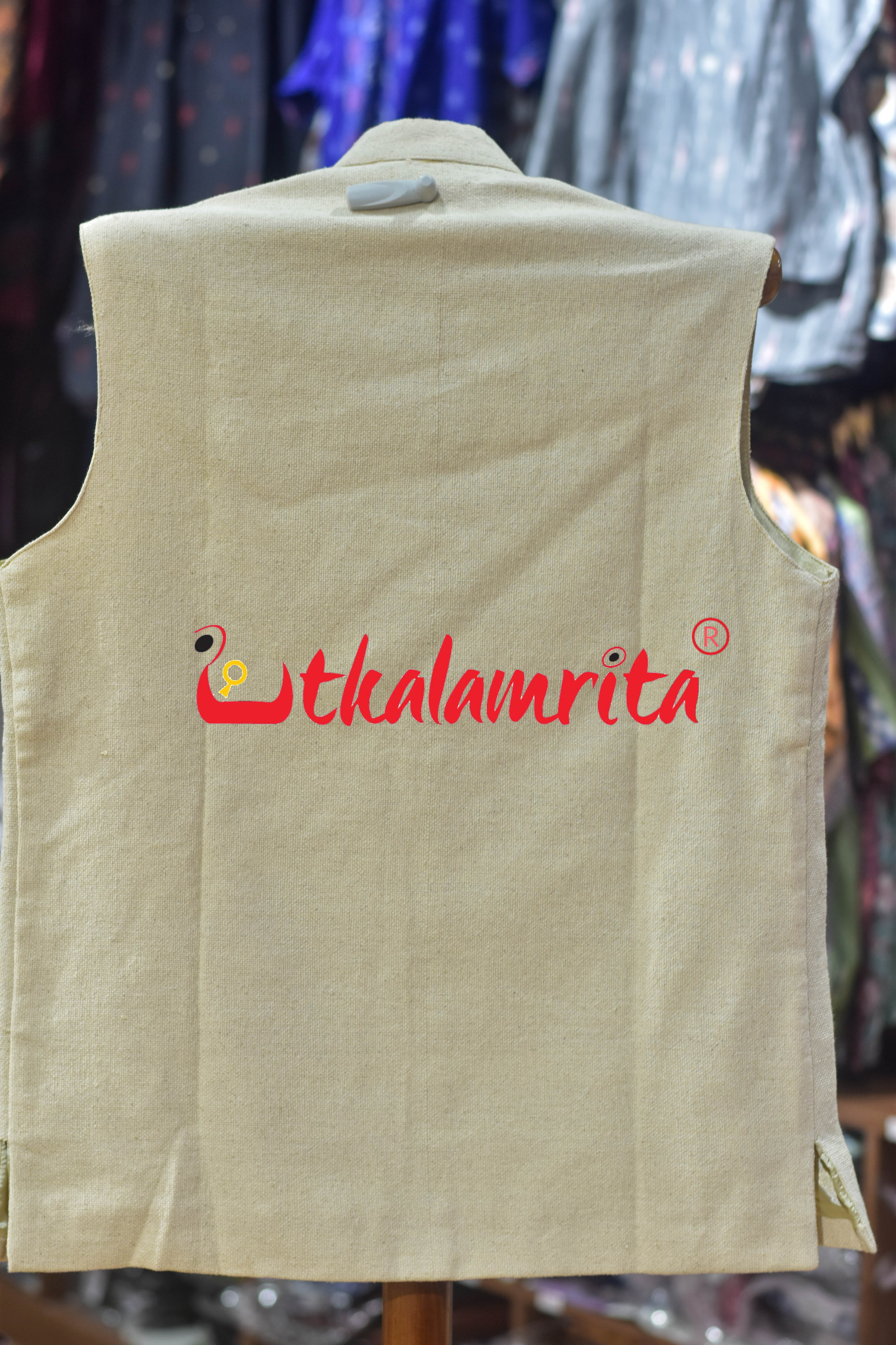 Plain Off White Cotton (Men's Jacket)