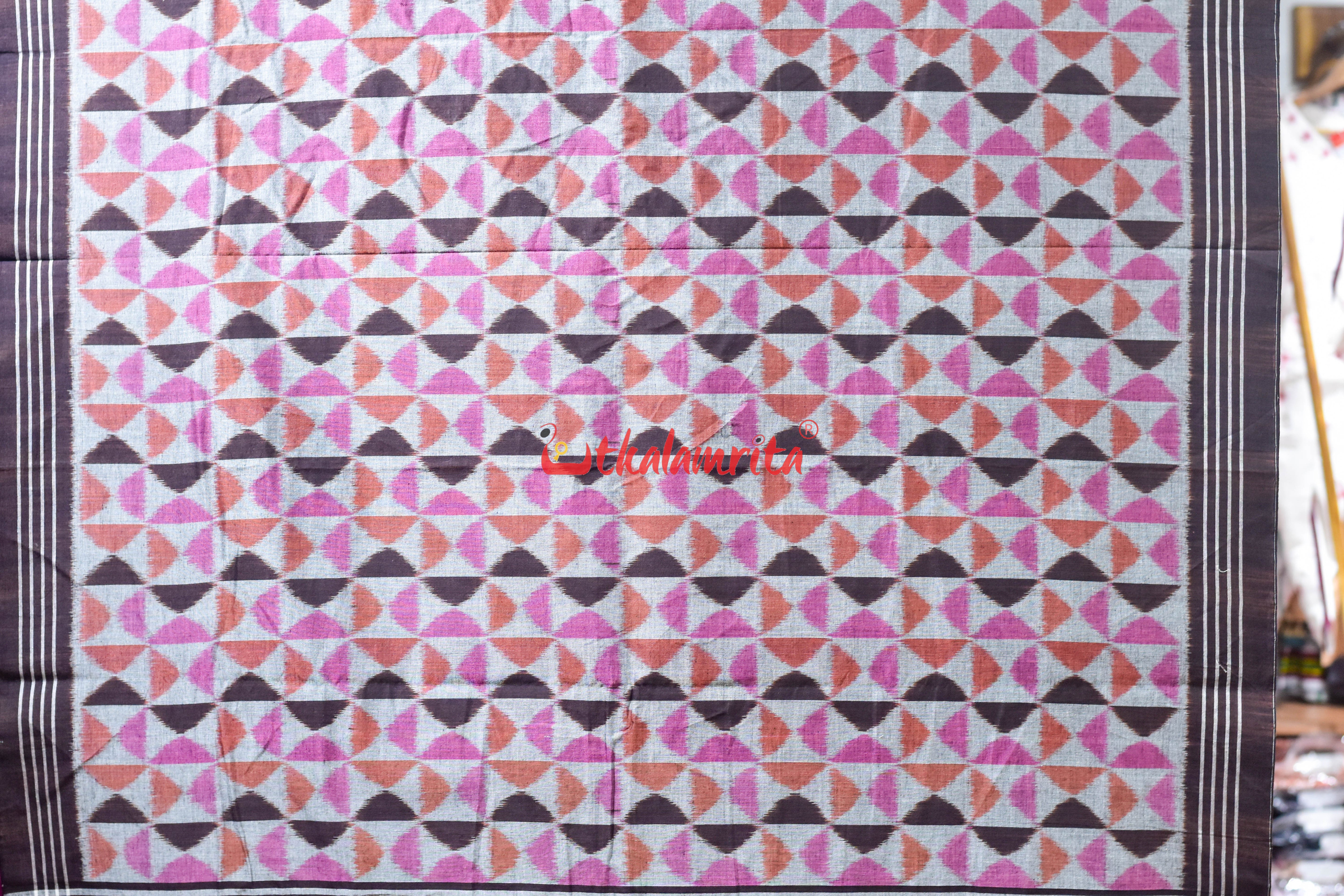 Pink Optical Illusion Khandua Cotton Saree