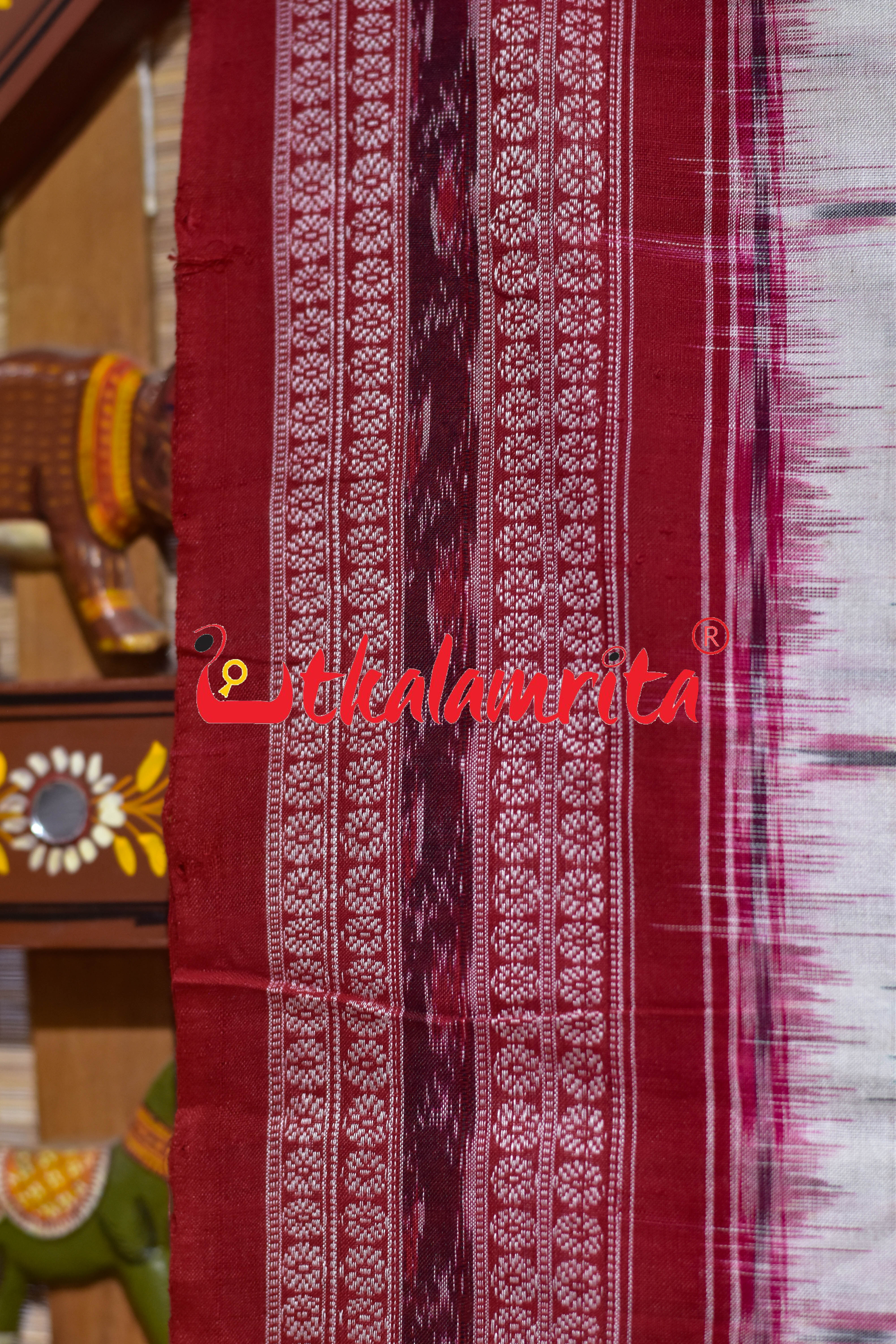 White Red Mini Aswini Sambalpuri Cotton Saree