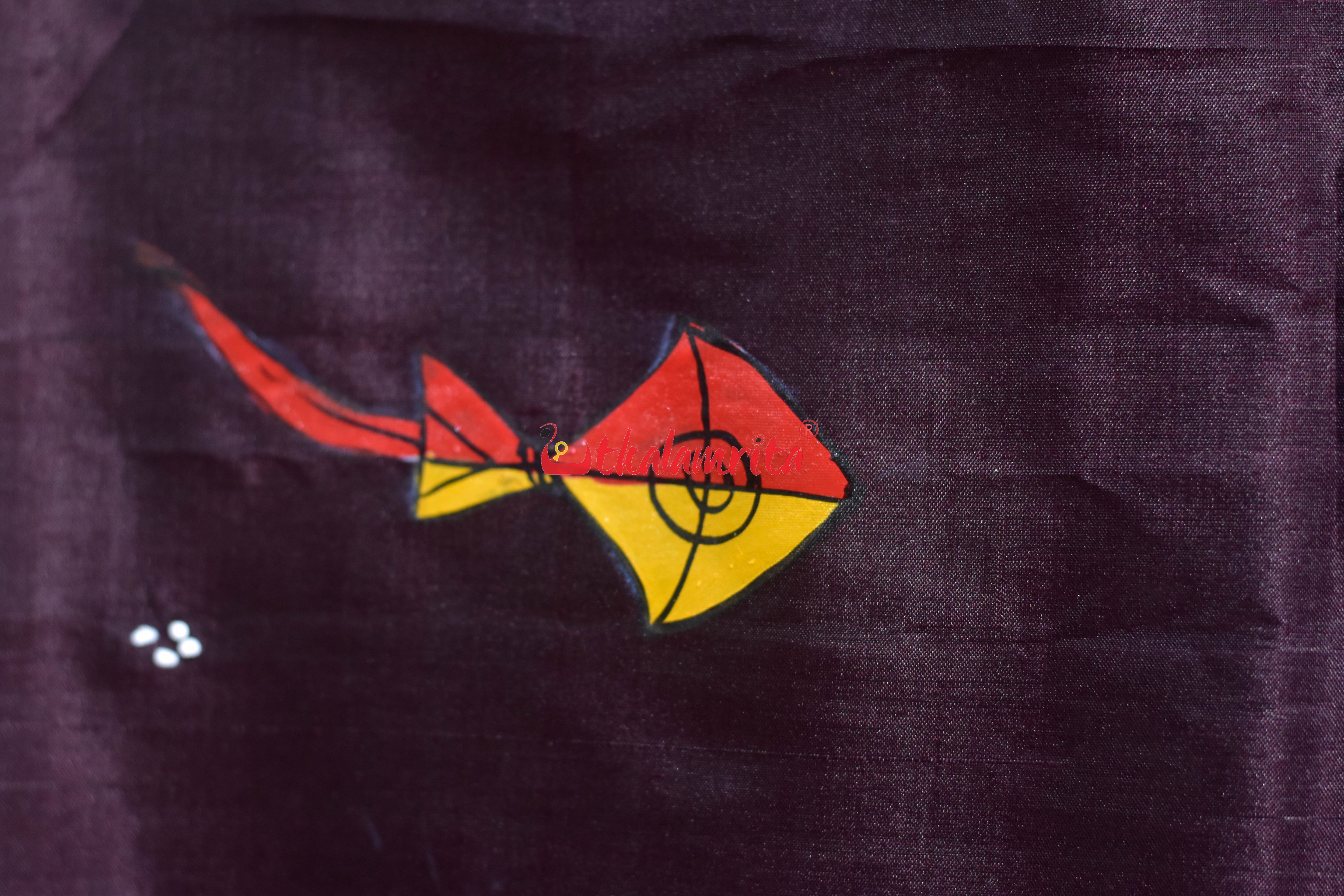 Coffee Makara Sankrati Pattachitra Silk Saree