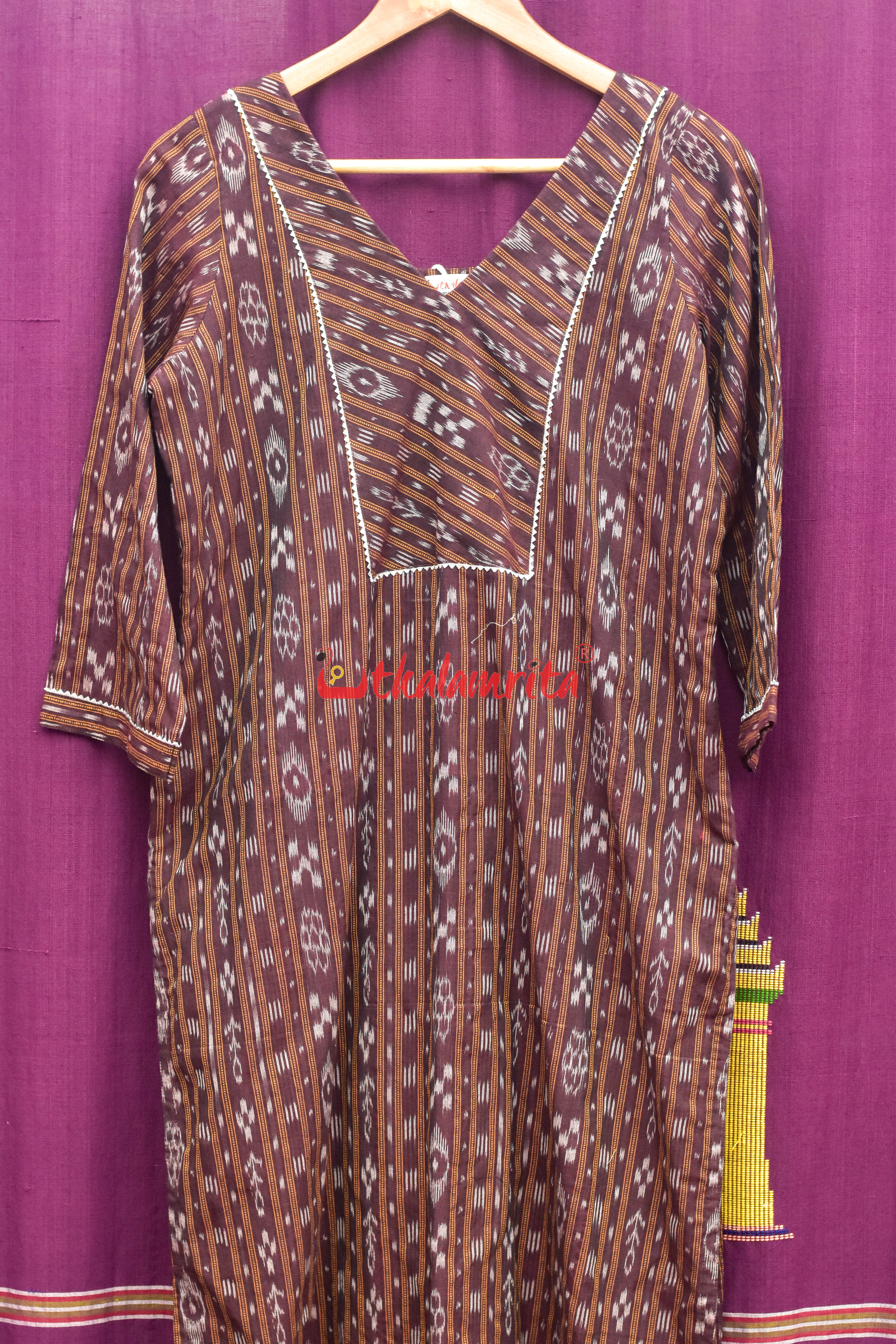 Coffee Ikat (Women's Full Kurta)