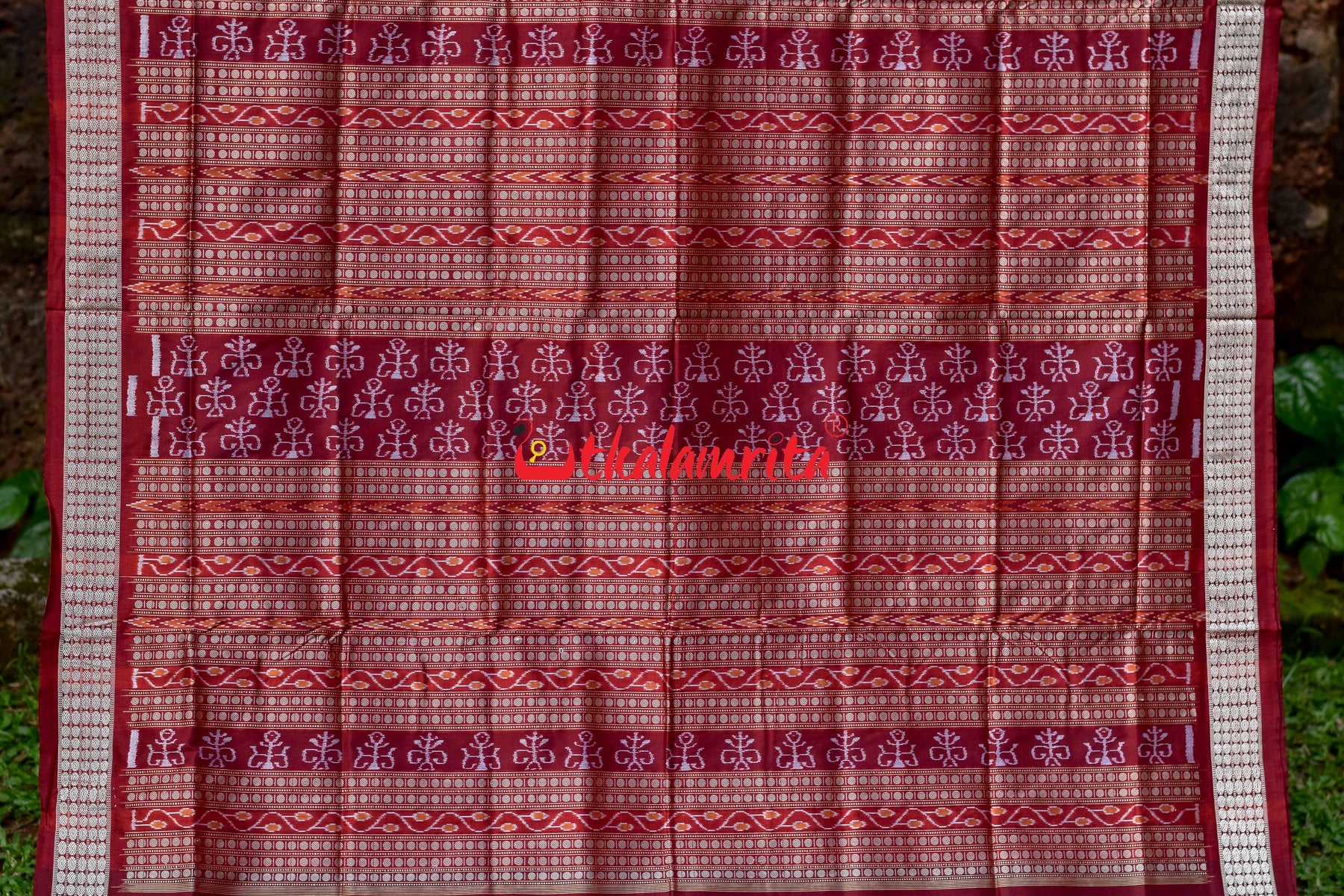 Blue Sankh and Fish Bomkai Sambalpuri Silk