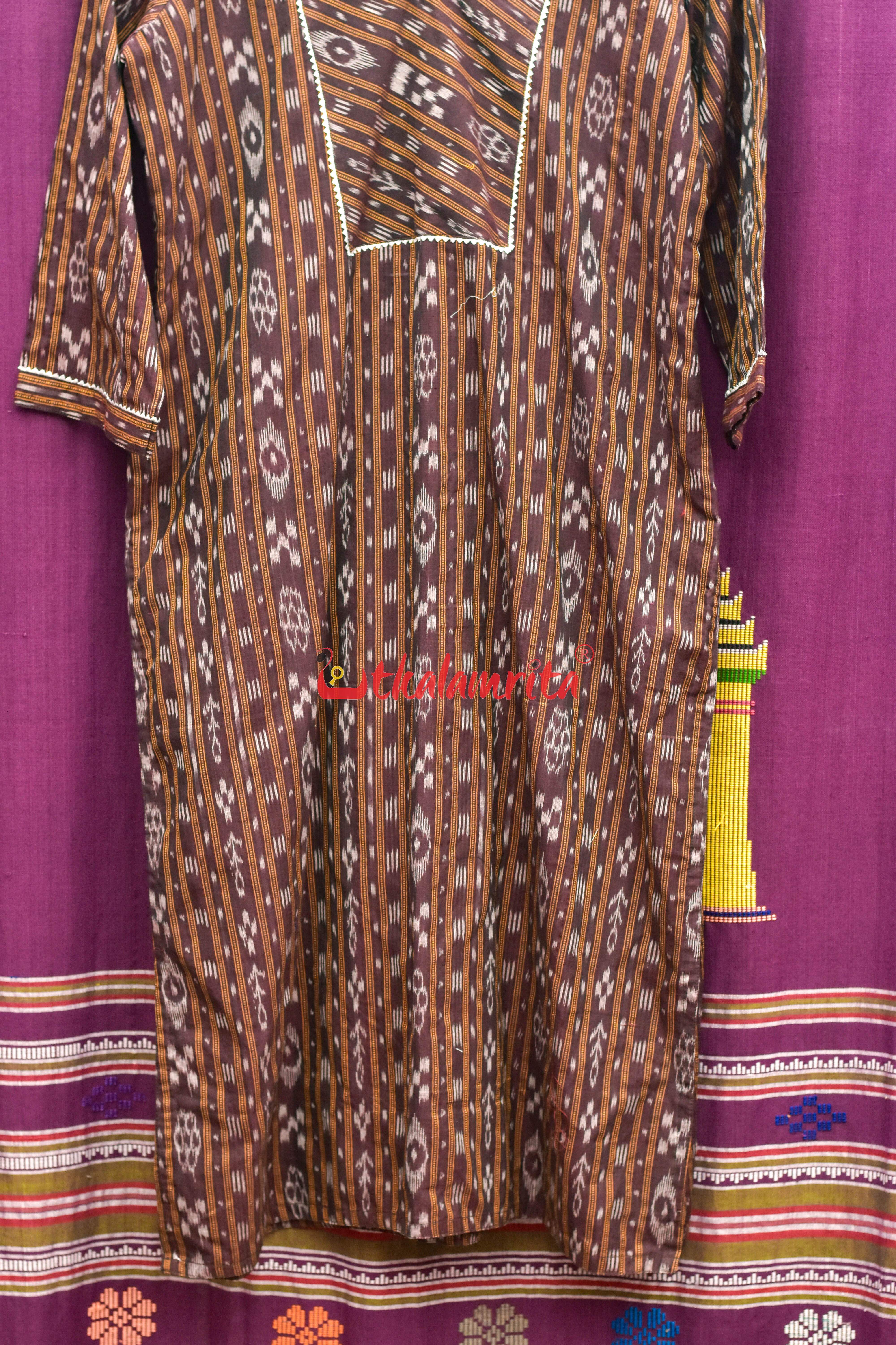 Coffee Ikat (Women's Full Kurta)