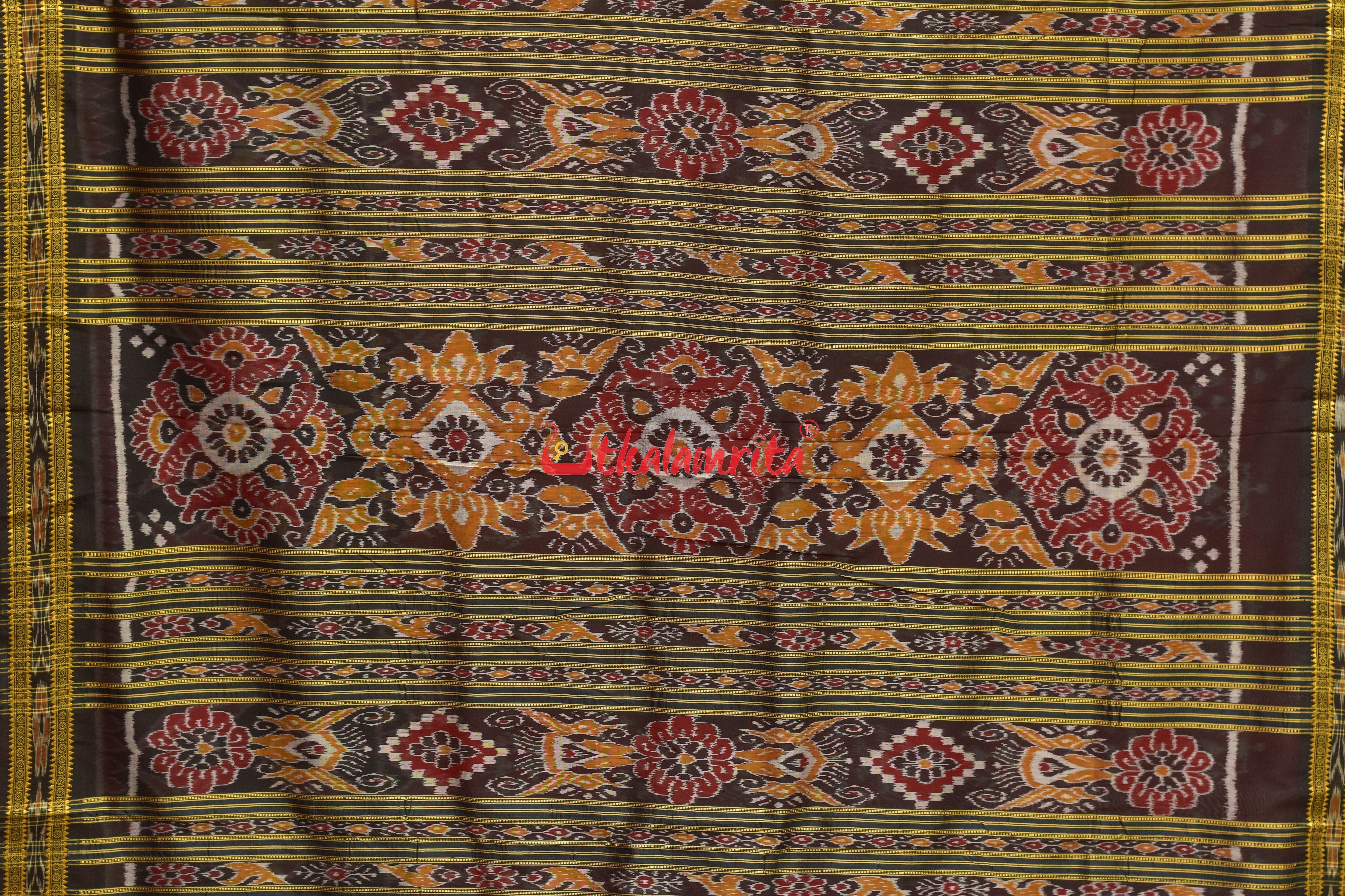 Dhadi Chita Maroon Khandua Silk Saree