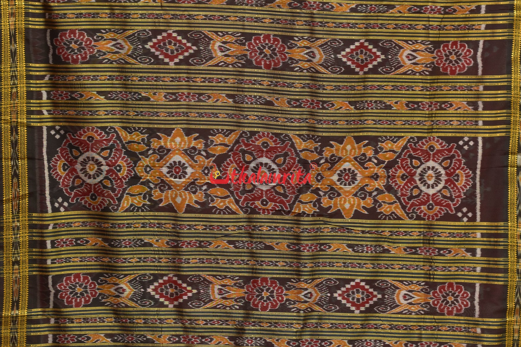 Dhadi Chita Maroon Khandua Silk Saree