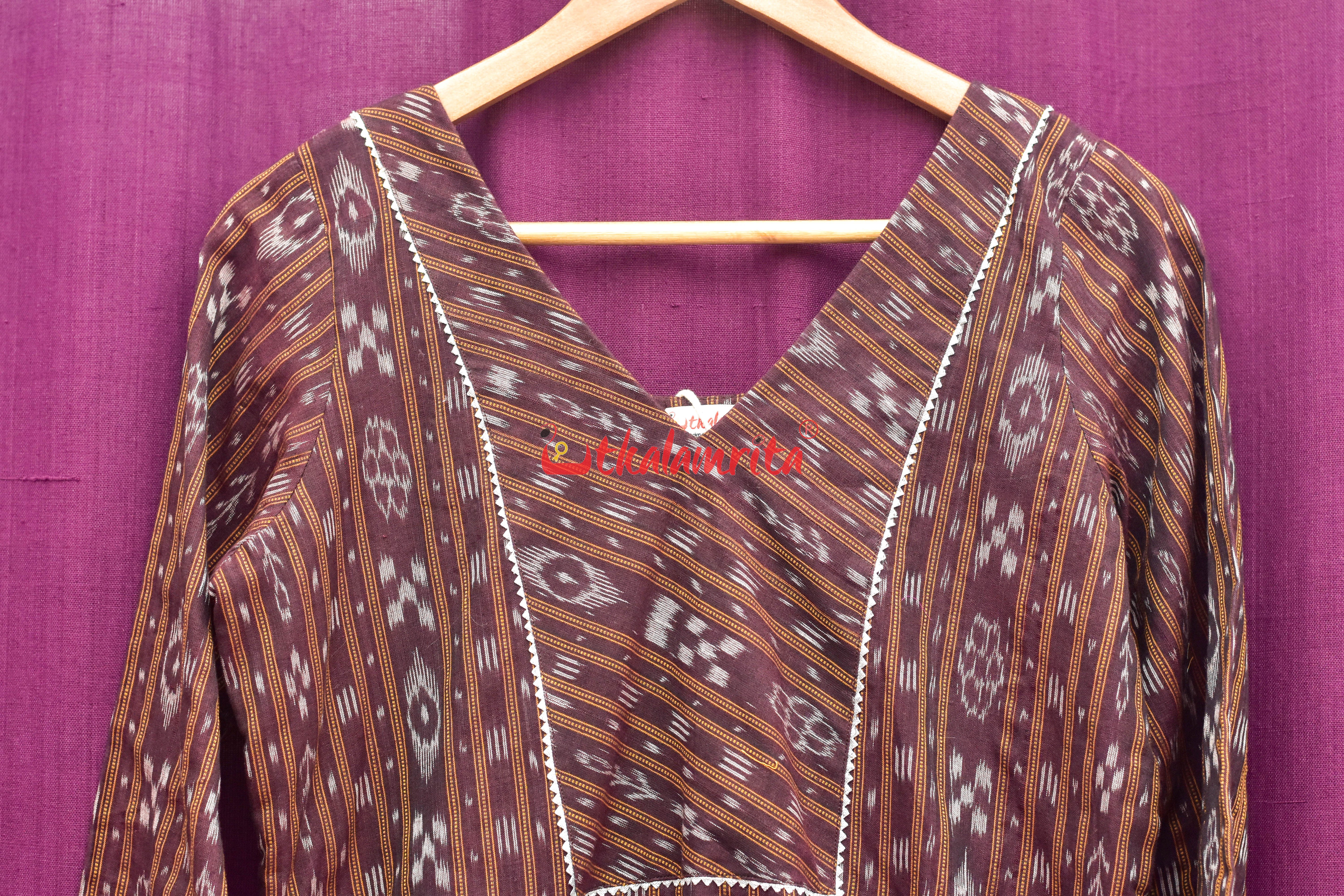 Coffee Ikat (Women's Full Kurta)