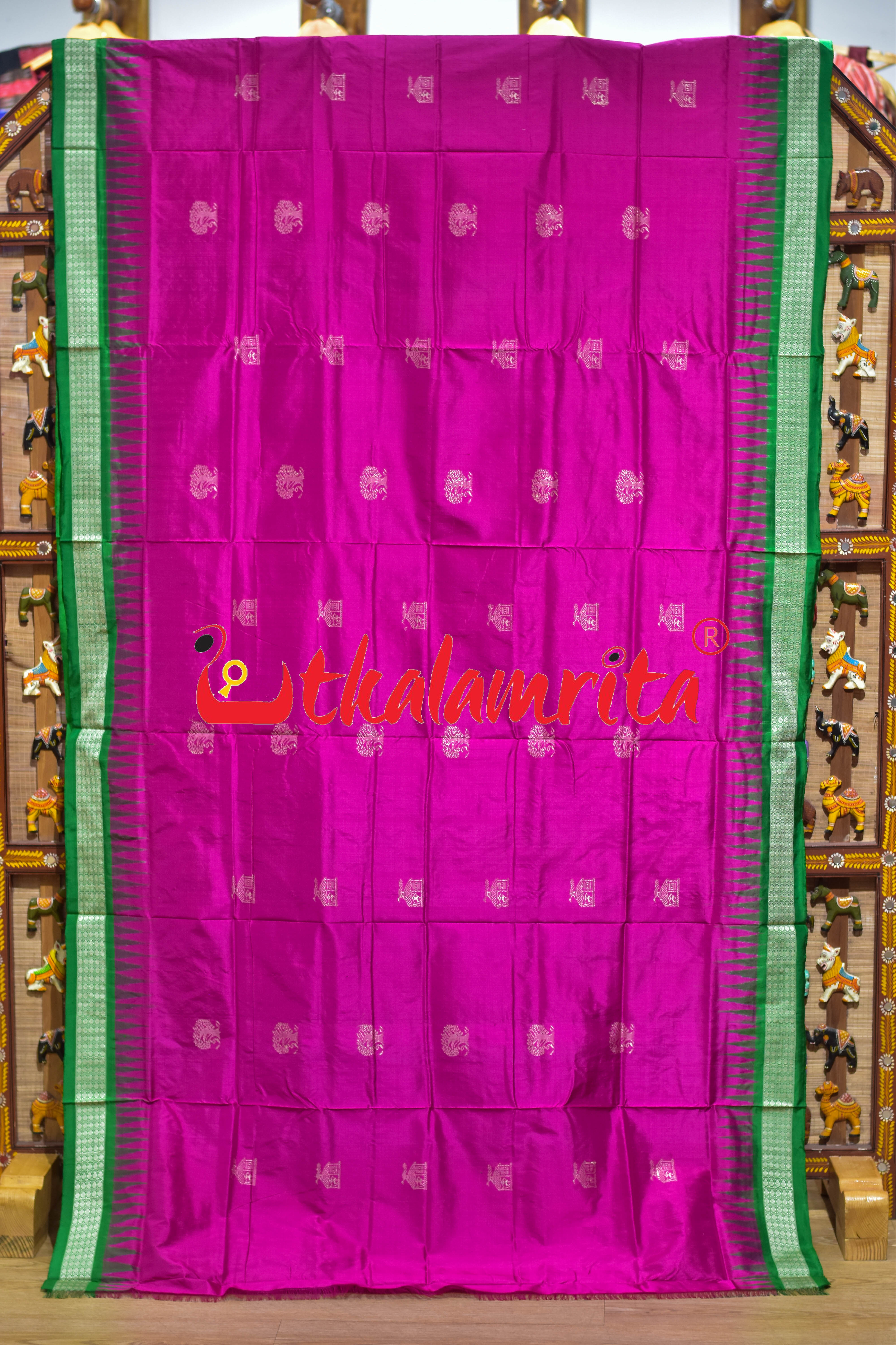 Rani Green Ghara Baragachha Bomkai Silk Saree
