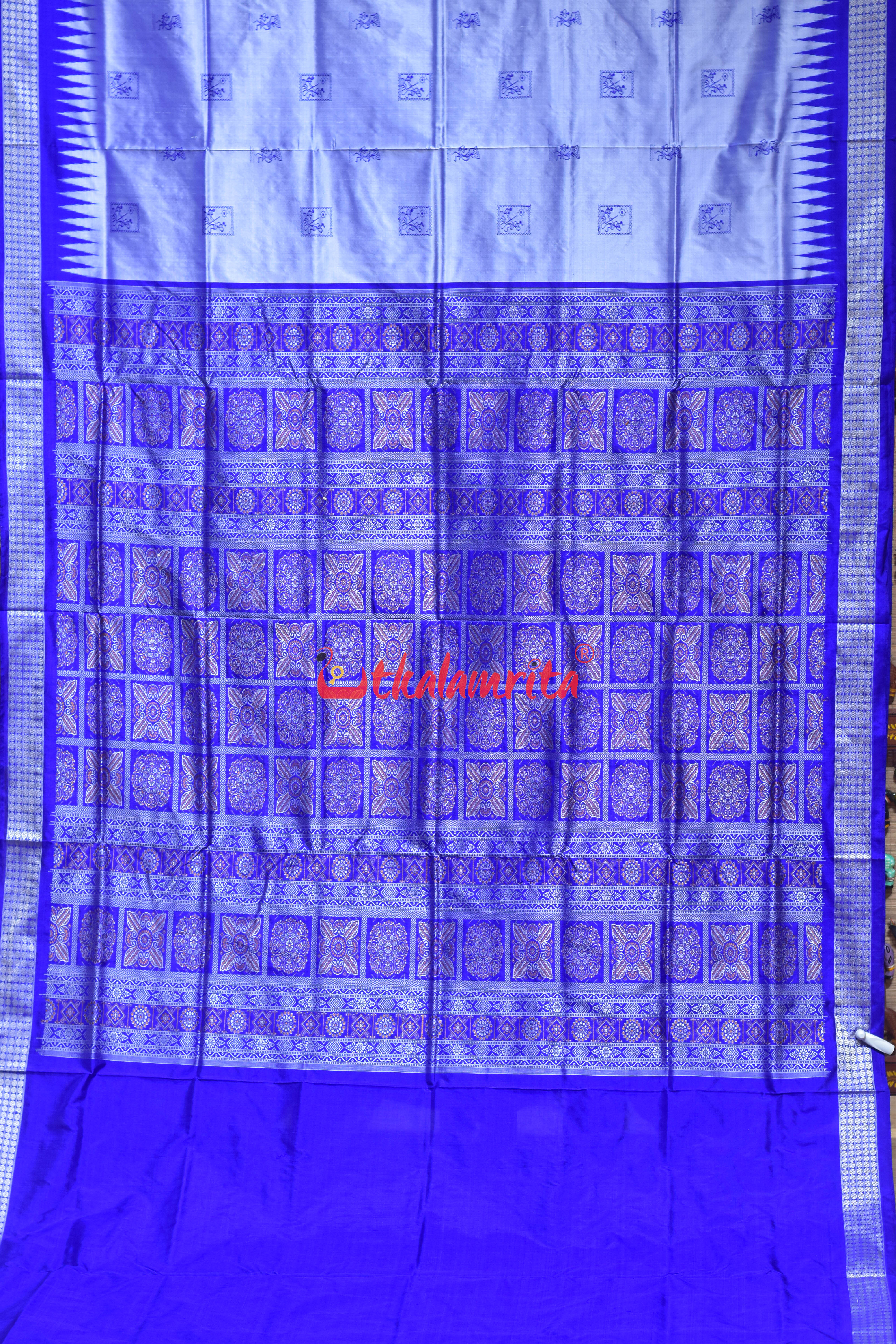 Blue Tribals Body Bomkai Silk Saree