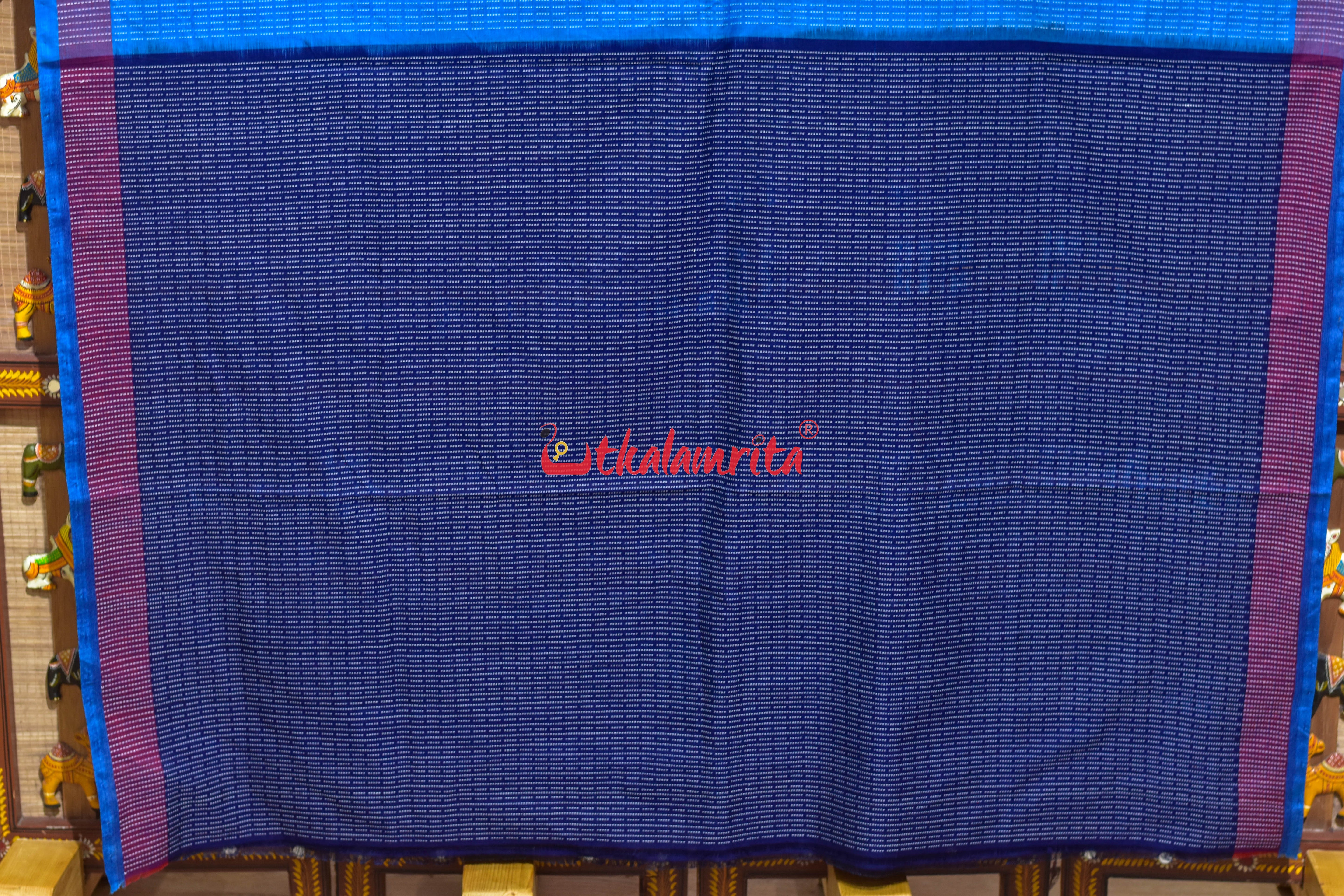 Blue konark Wheel Dhalapathara Cotton Saree