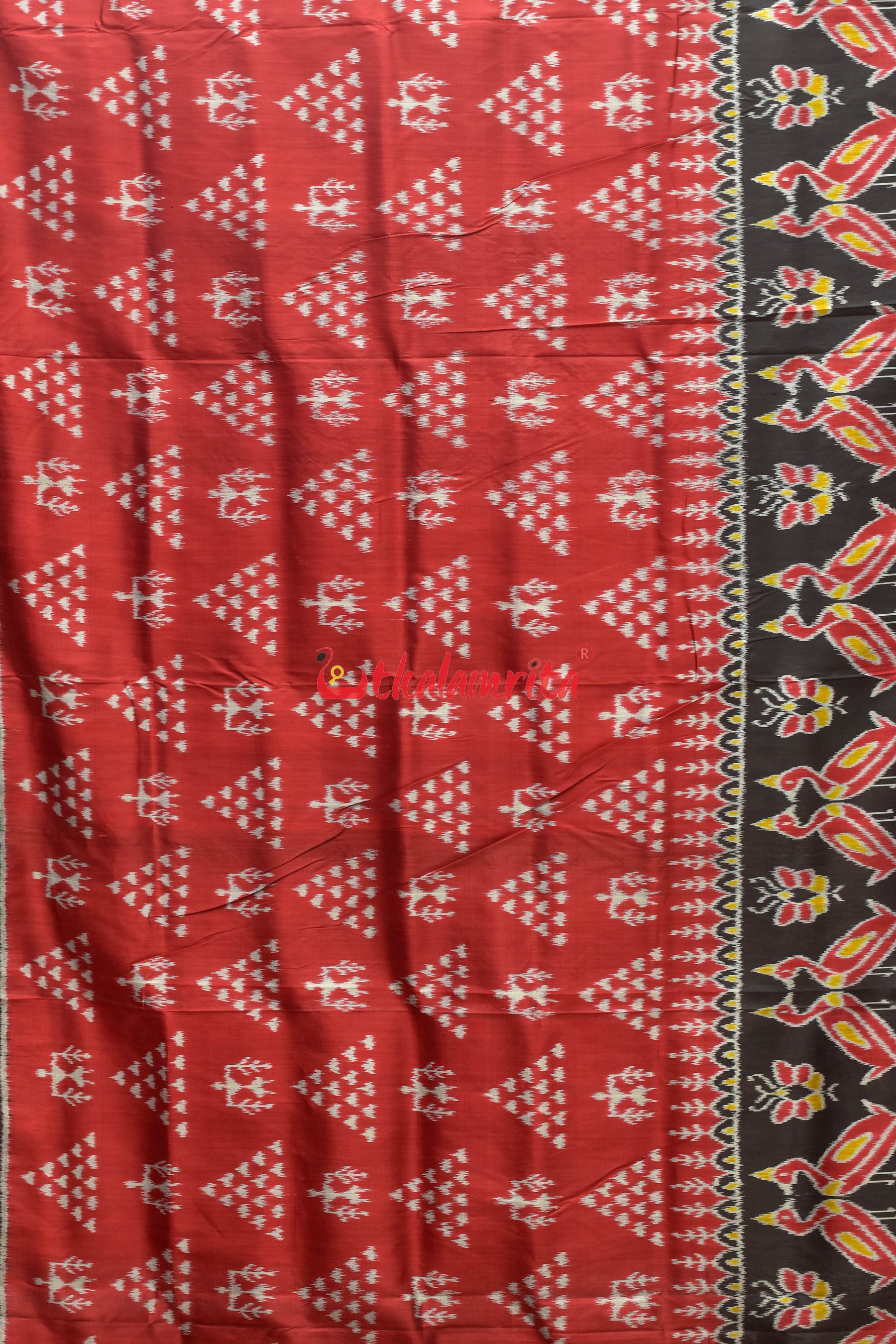 Dhadi Chita Maroon Khandua Silk Saree
