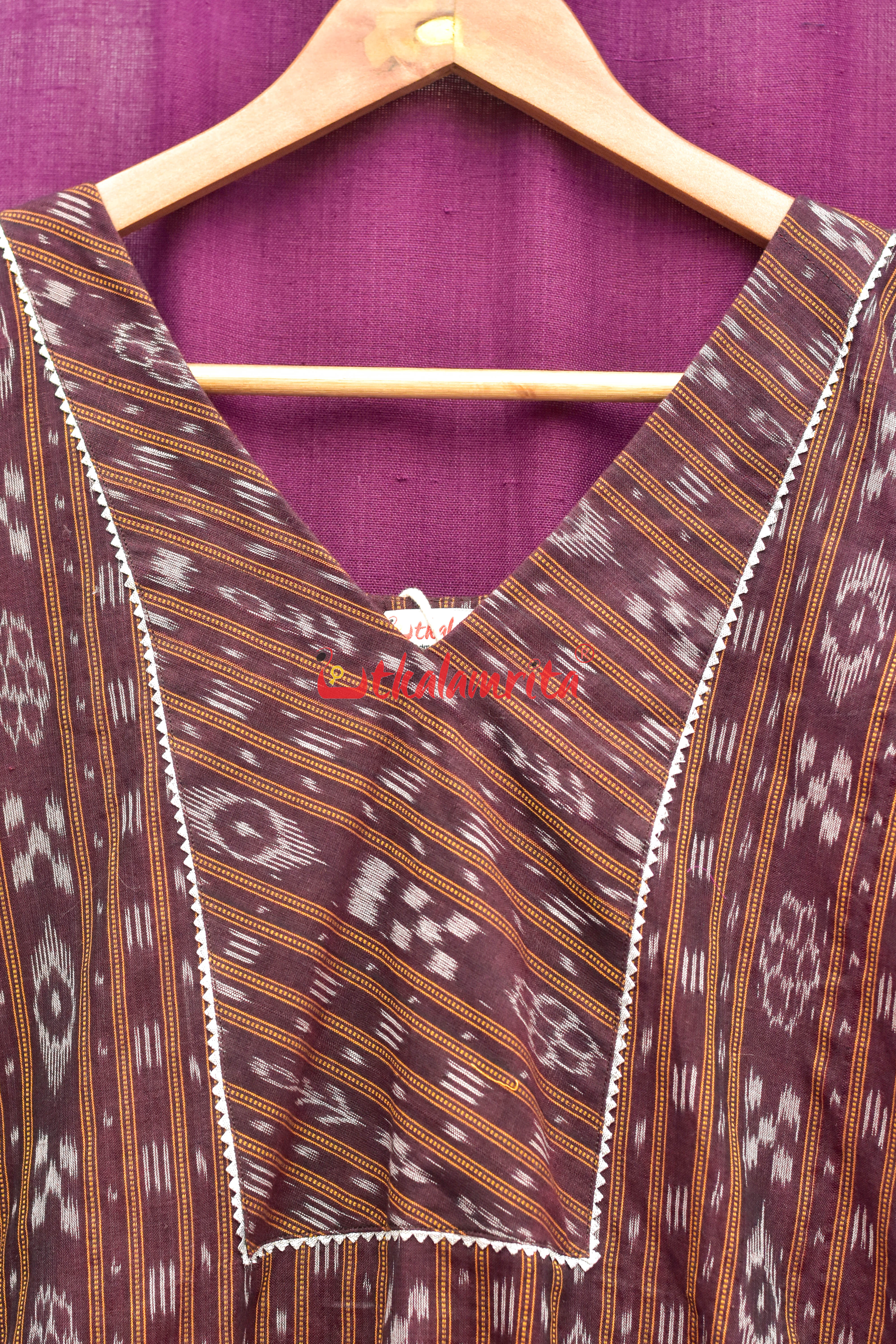 Coffee Ikat (Women's Full Kurta)