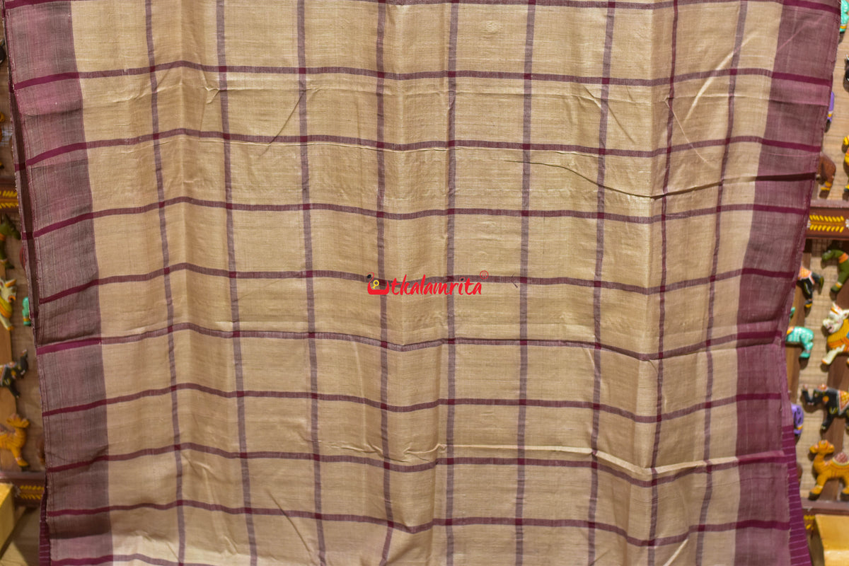 Big Check Maroon Santhal Tussar Saree