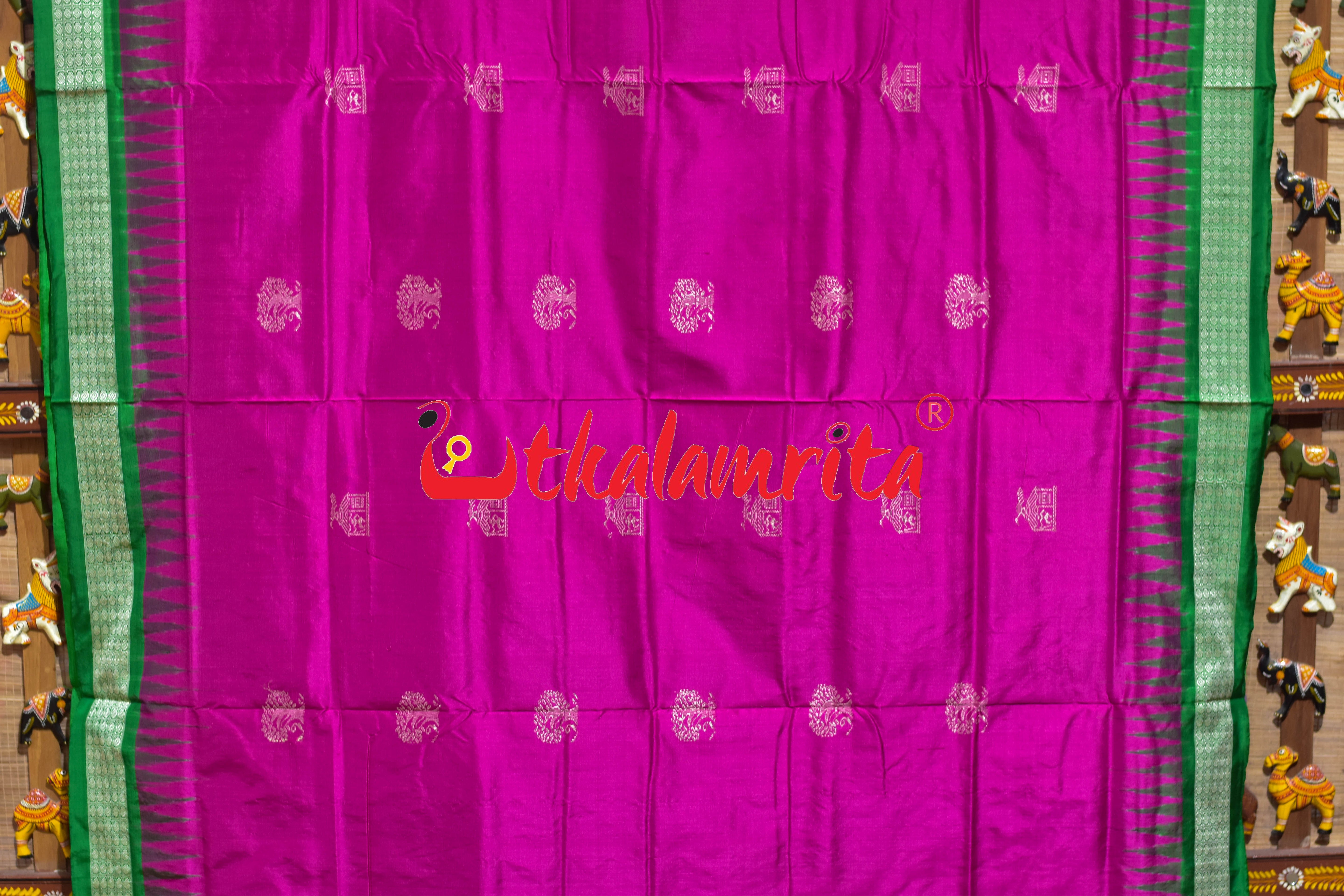 Rani Green Ghara Baragachha Bomkai Silk Saree