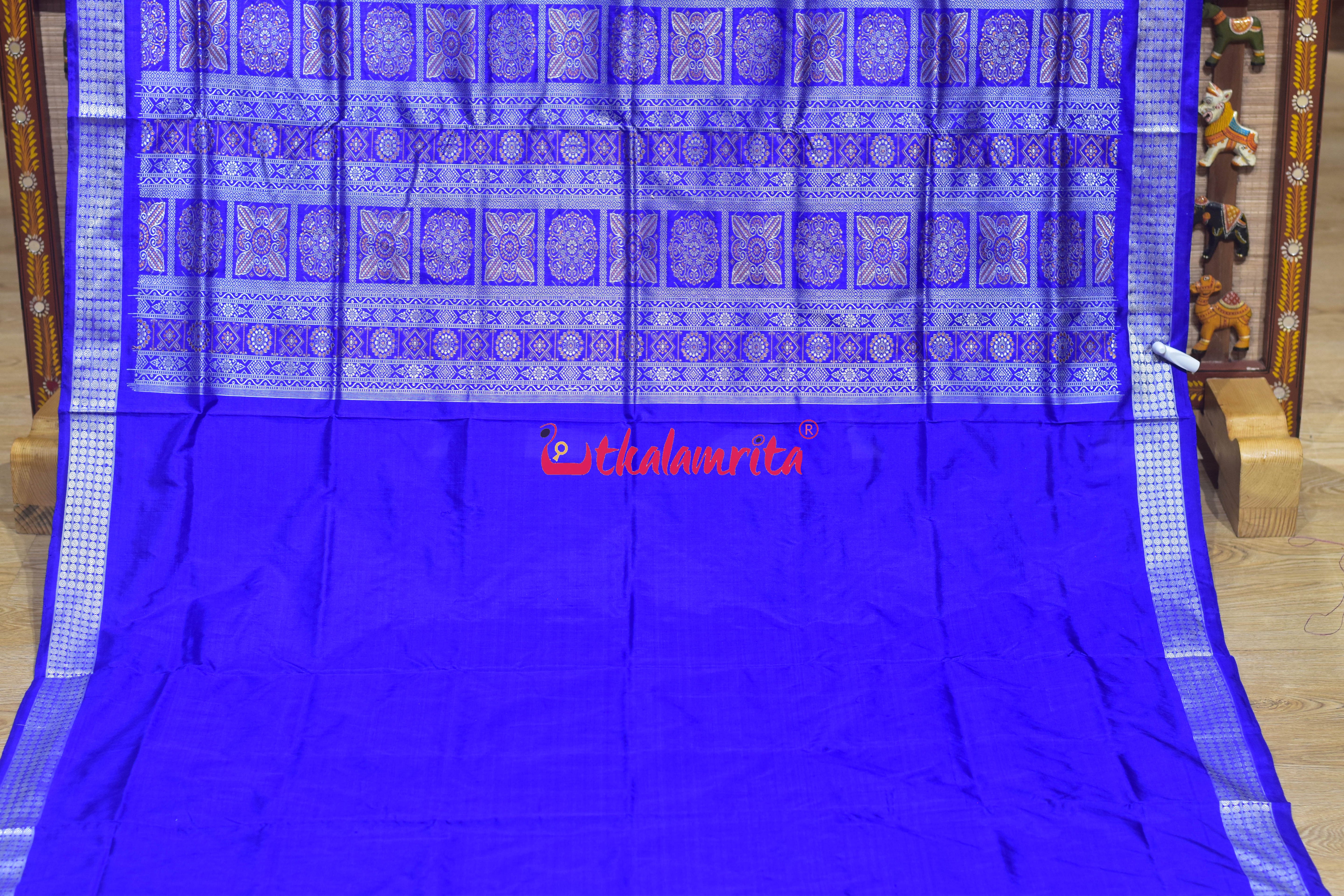 Blue Tribals Body Bomkai Silk Saree