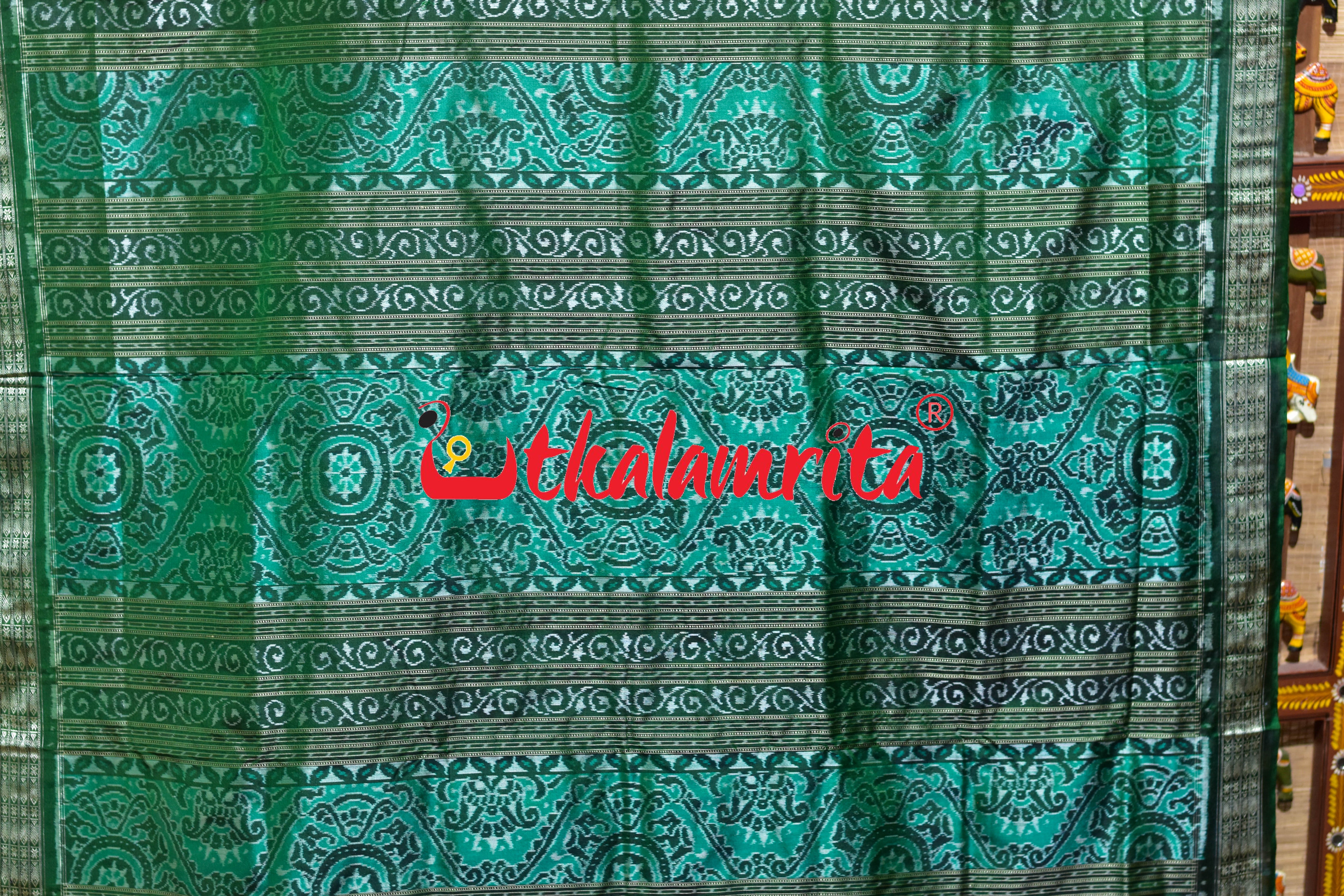 Pink Green Deer Sambalpuri Silk Saree