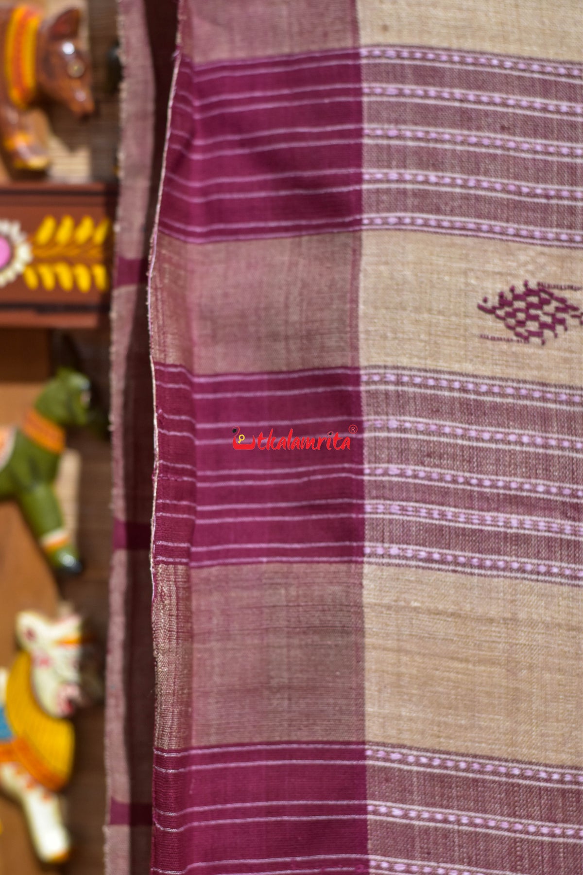 Big Check Maroon Santhal Tussar Saree