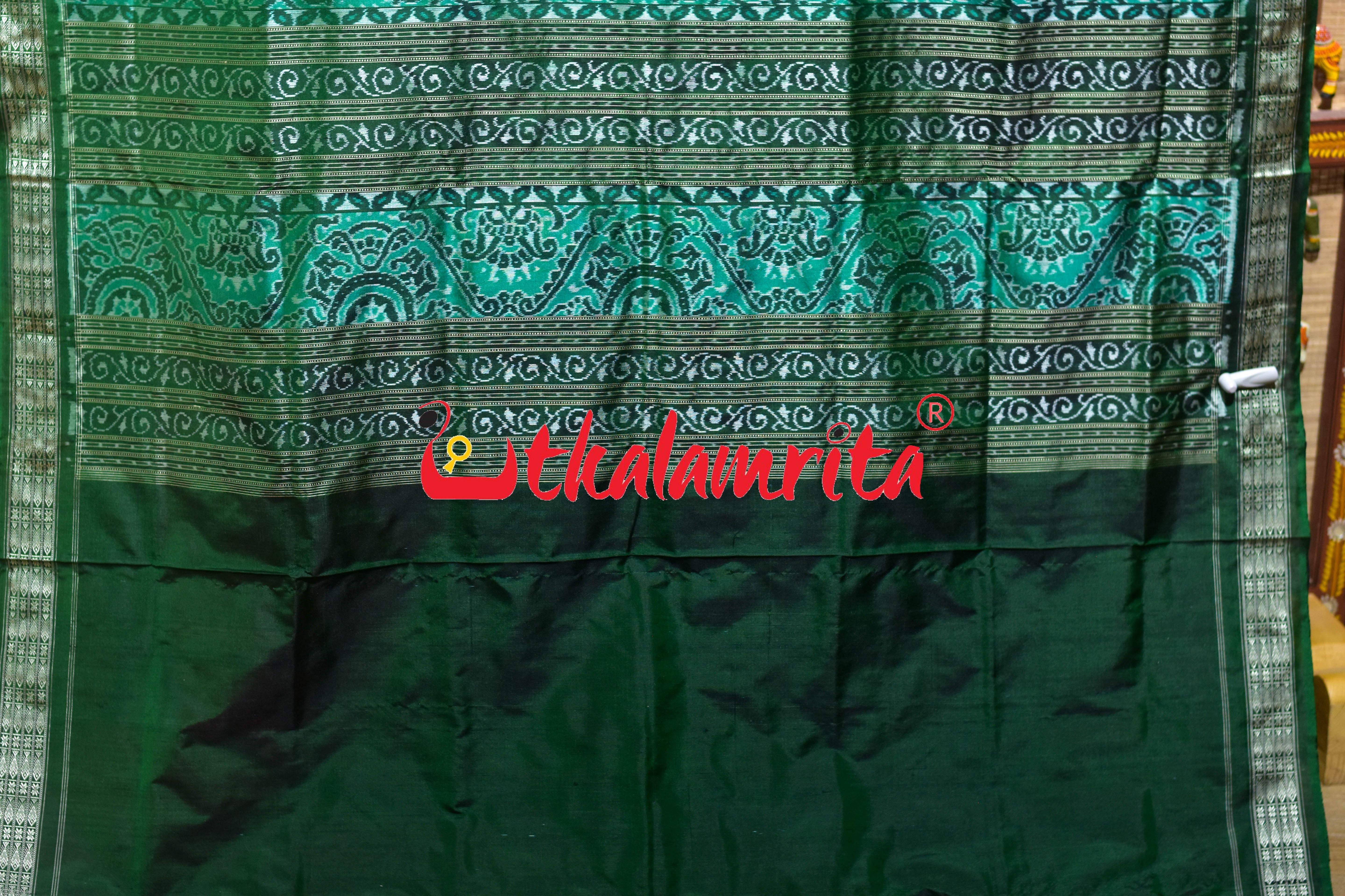 Pink Green Deer Sambalpuri Silk Saree