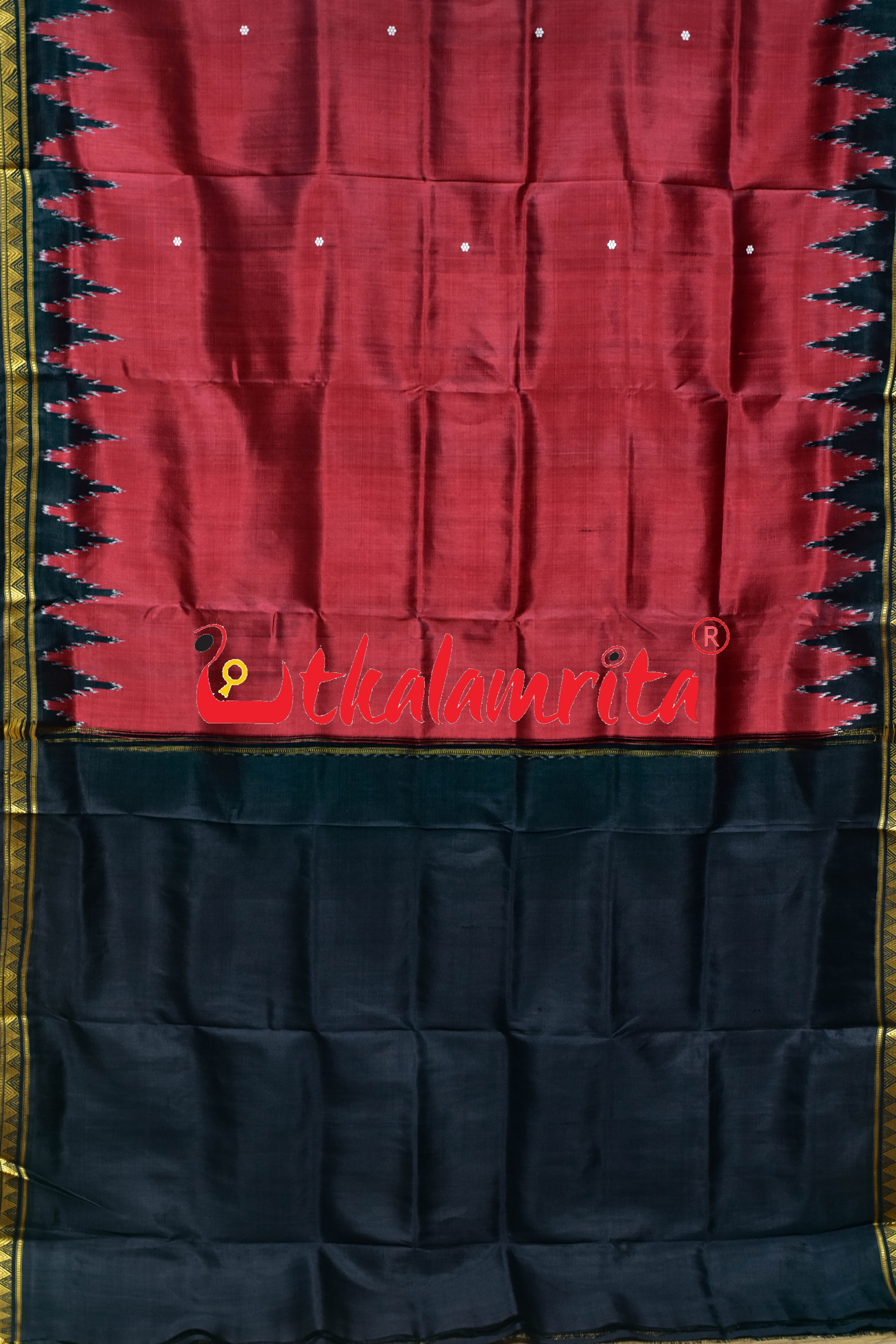 Red Dongria Border Animal Anchal Khandua Silk Saree