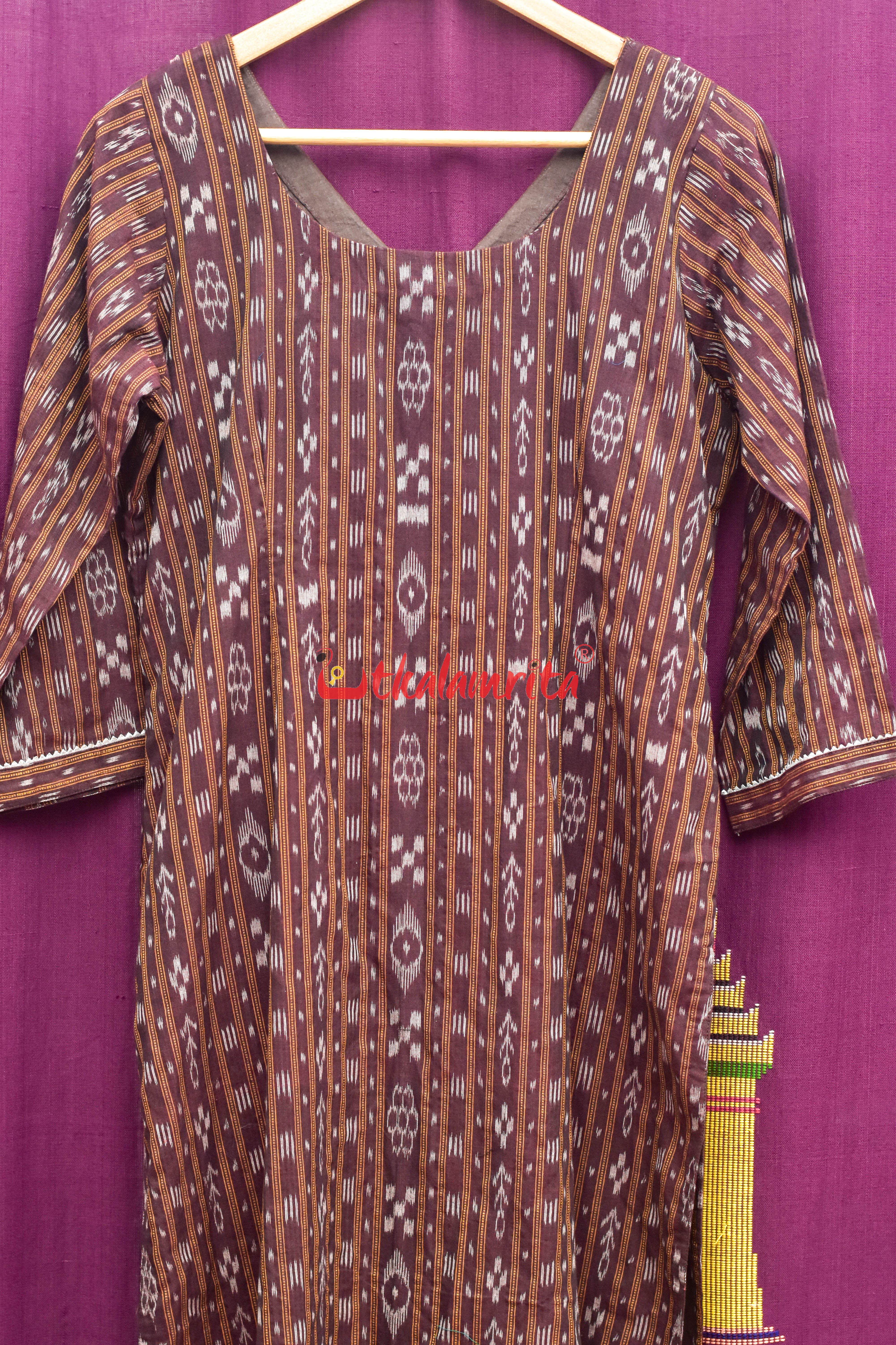 Coffee Ikat (Women's Full Kurta)