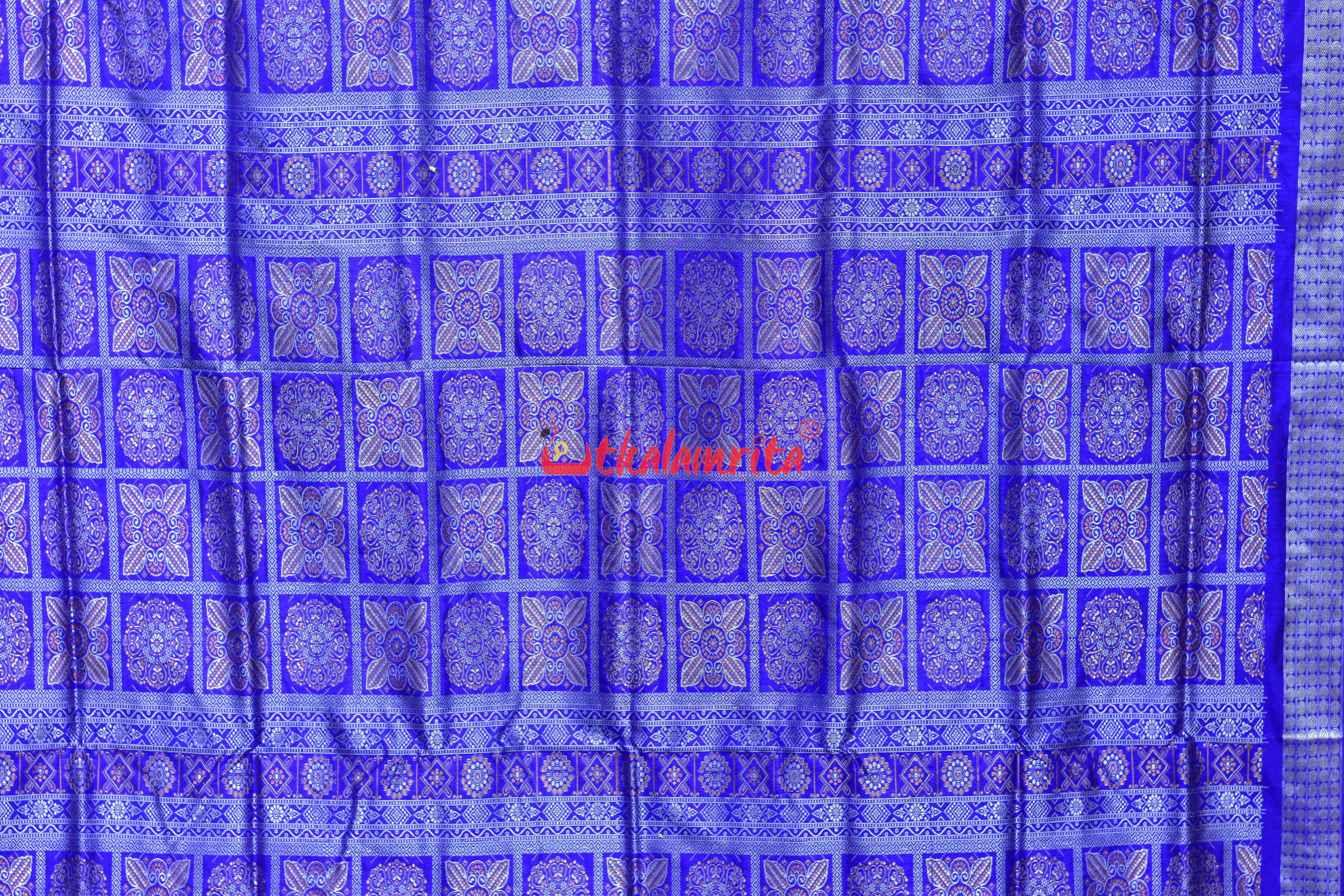 Blue Tribals Body Bomkai Silk Saree