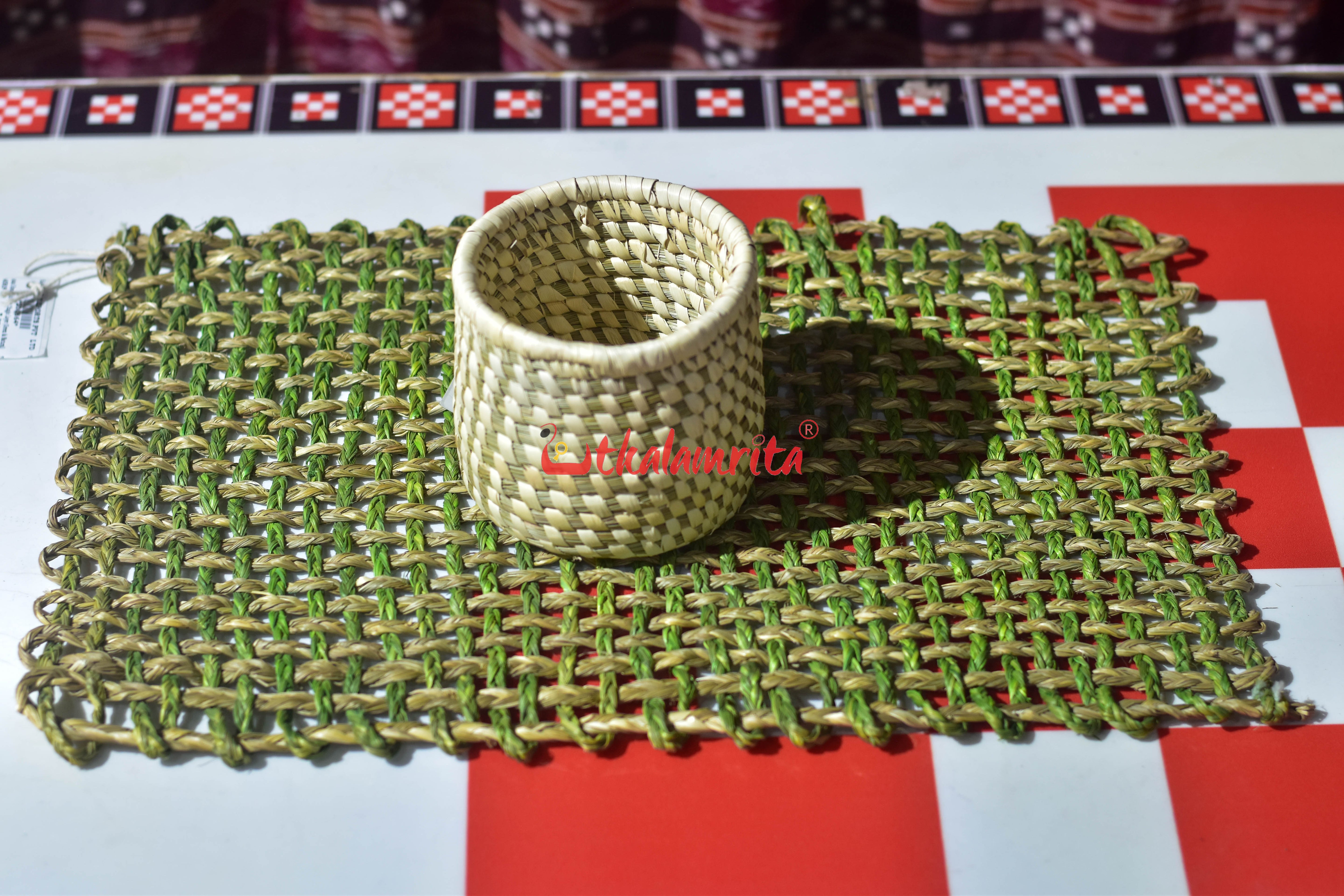 Sabai Grass Jali Mat Single Layer (Green & Natural)