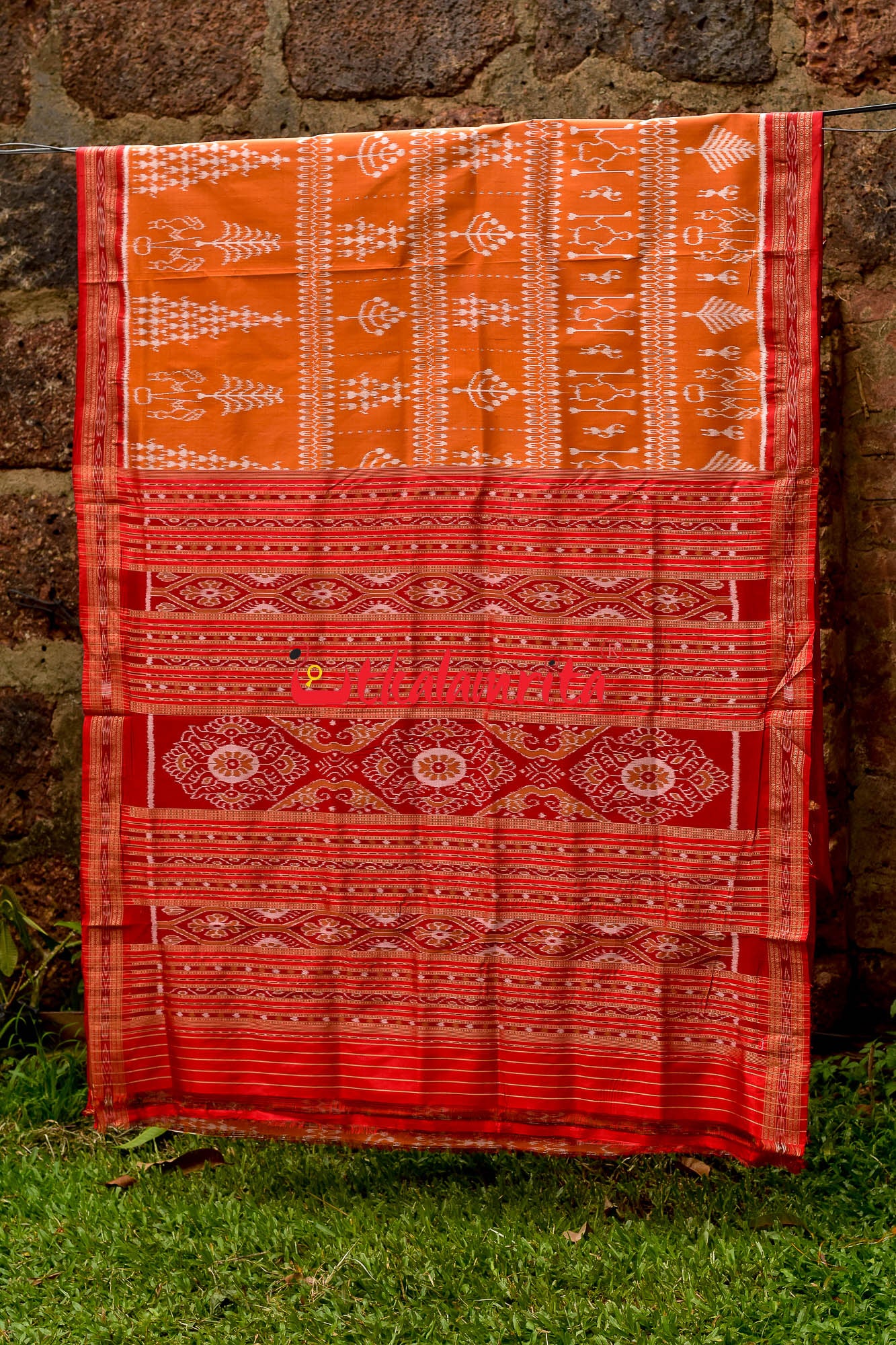Golden Tribal Groups Khandua Silk Saree