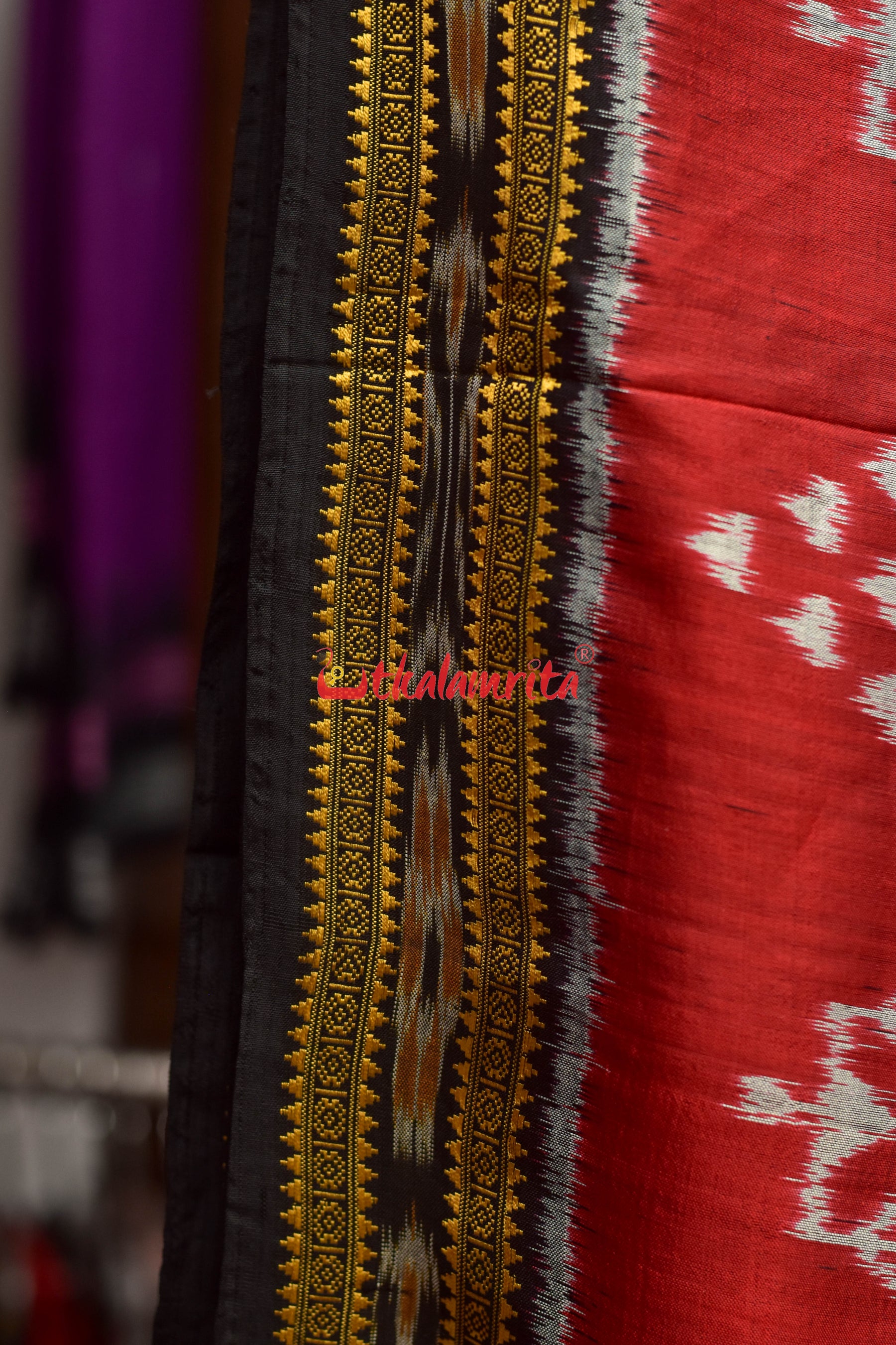 Dhadi Chita Maroon Khandua Silk Saree