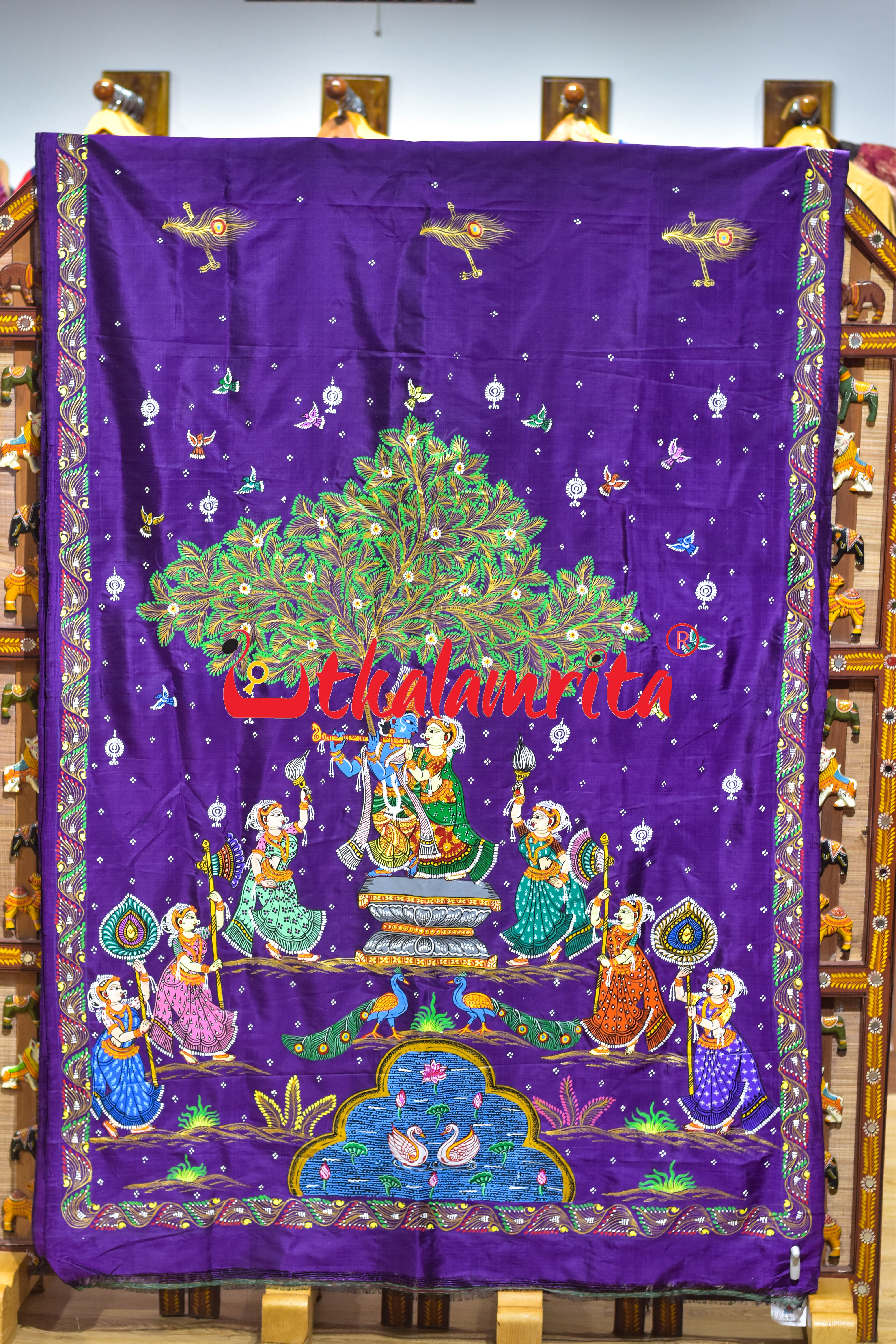 Purple Rasa Pattachitra Silk Saree