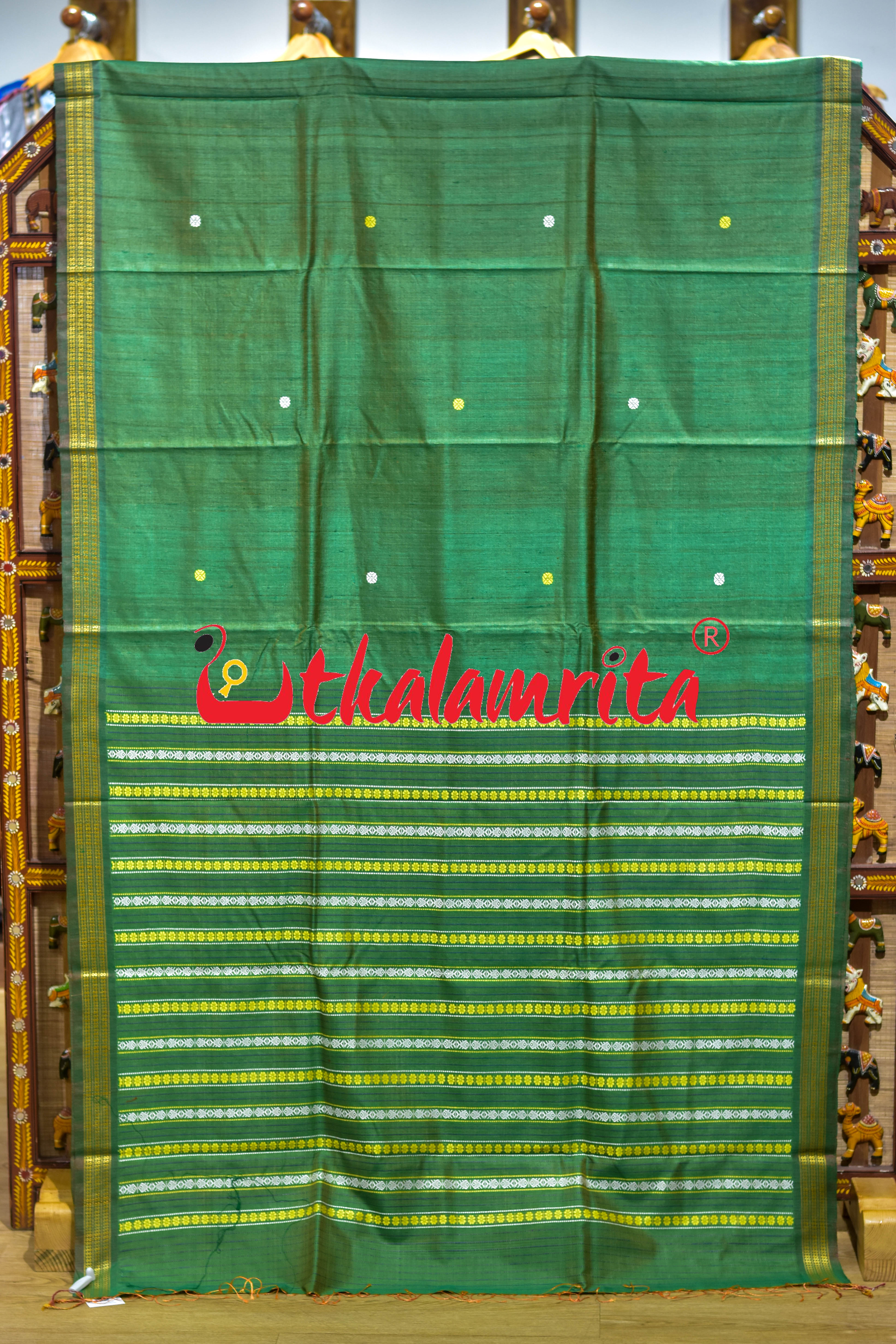 Fern Green Fish Anchal Gopalpur Tussar Saree