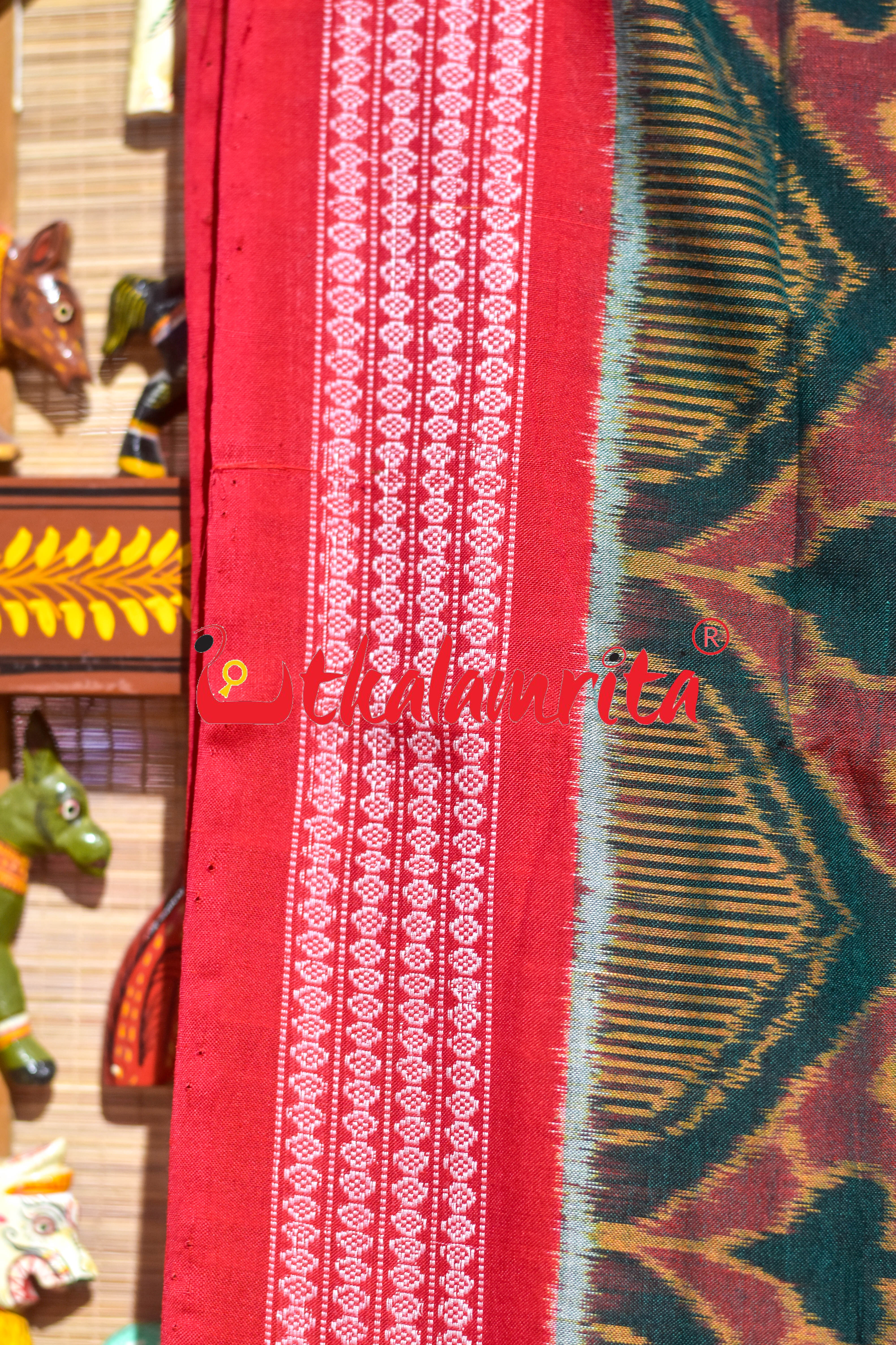 Green Gacha Mayura Border Sambalpuri Cotton Saree