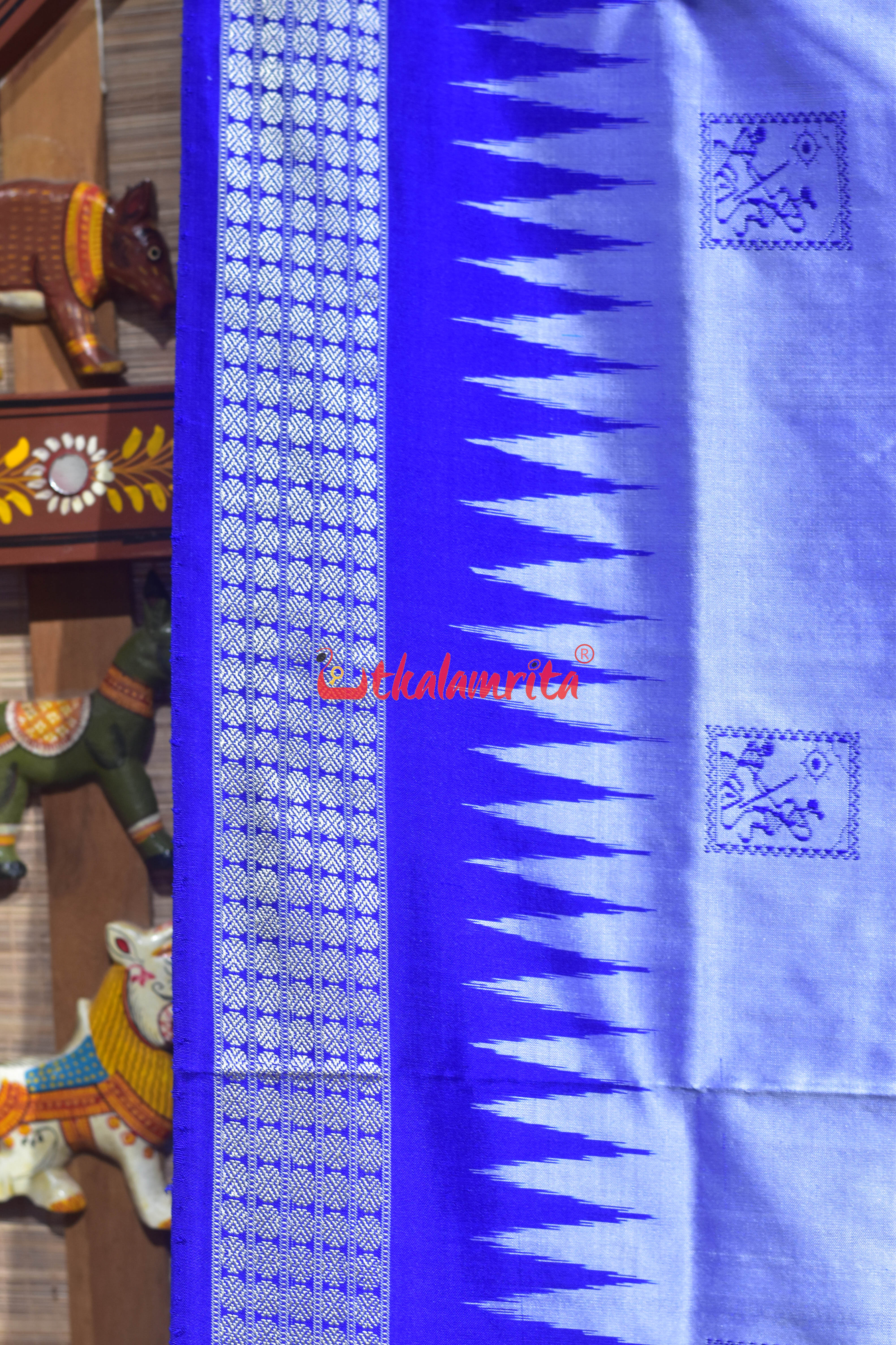 Blue Tribals Body Bomkai Silk Saree