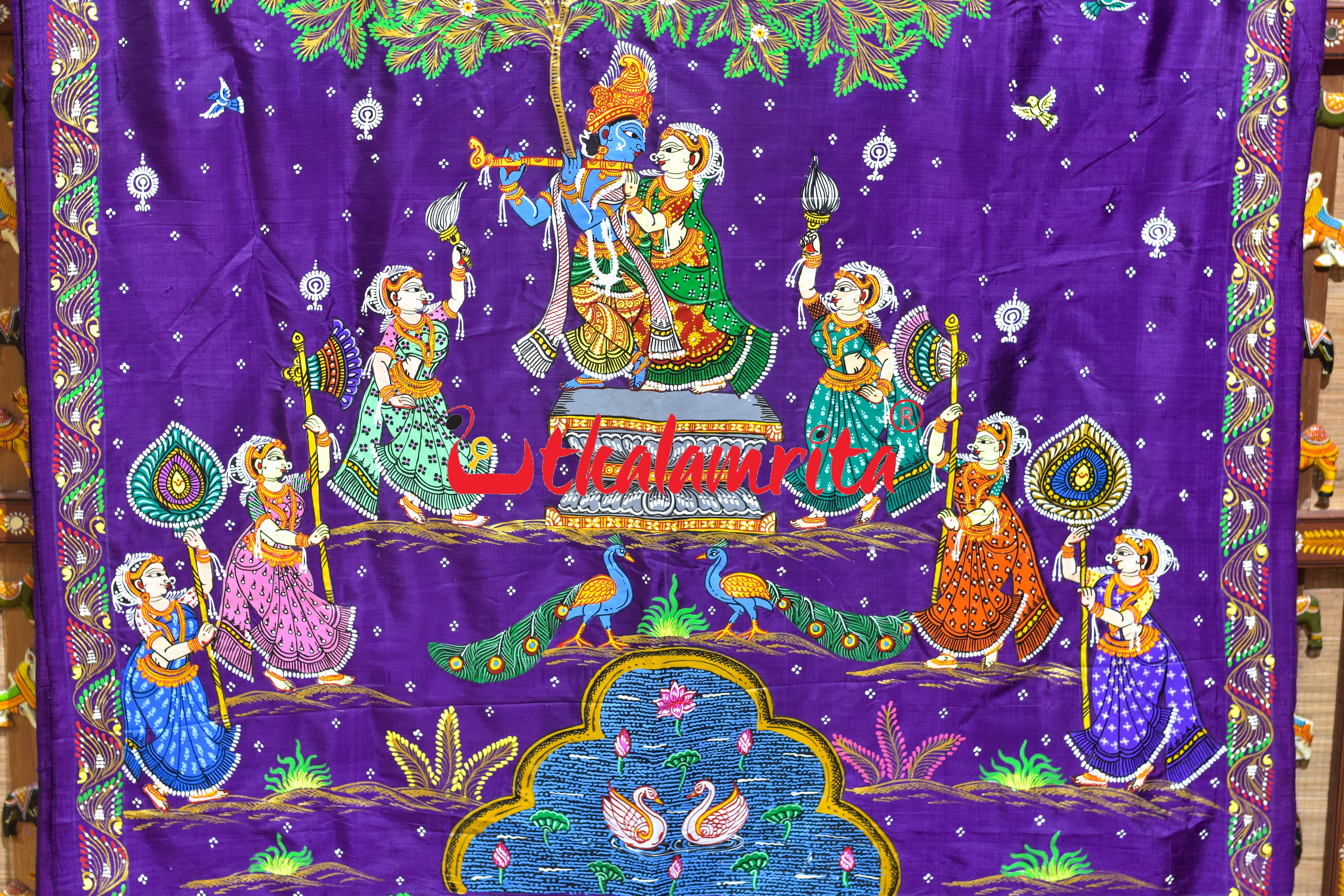 Purple Rasa Pattachitra Silk Saree