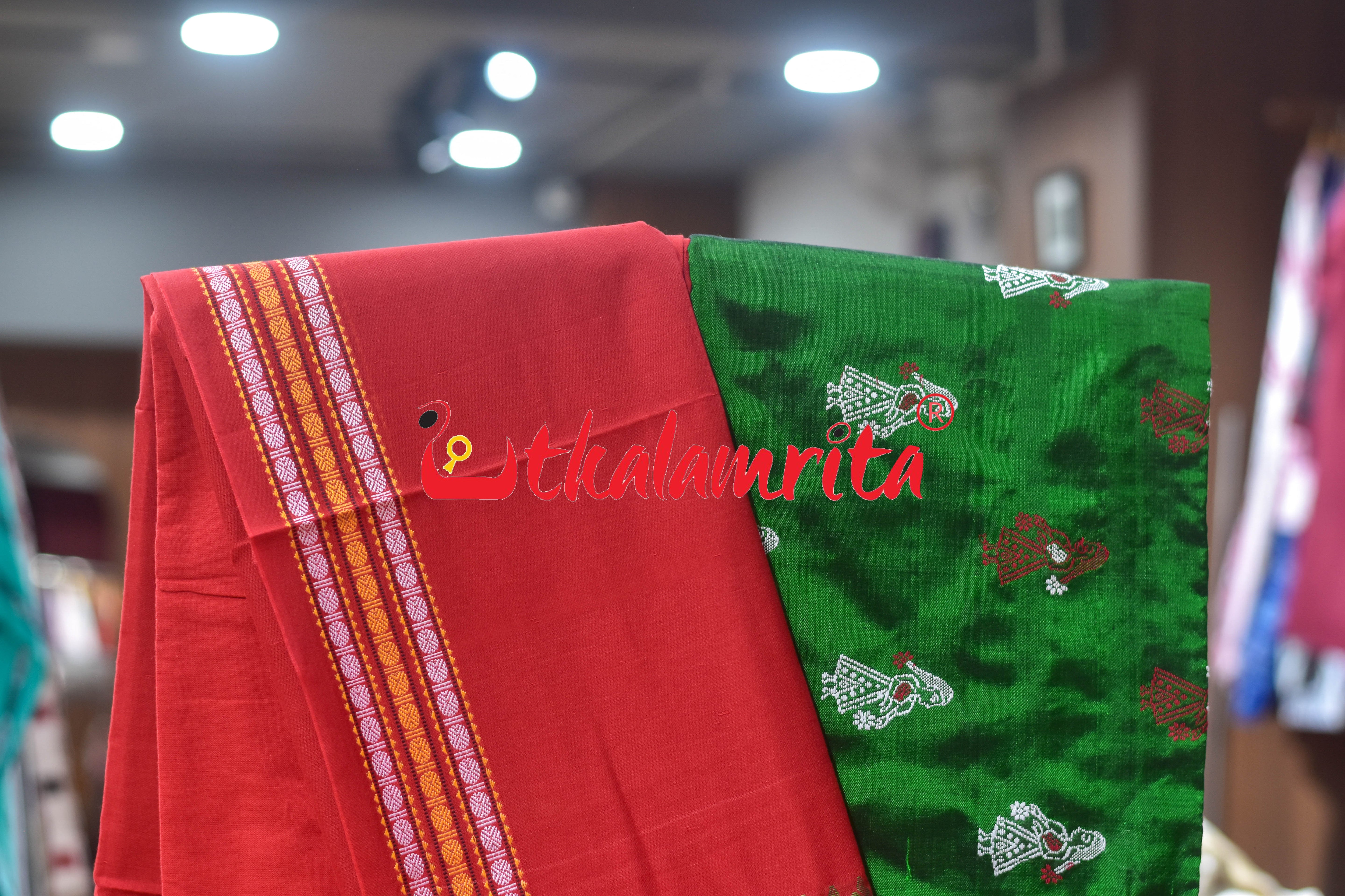 Green Red Doll Bomkai Bapta Dress Set