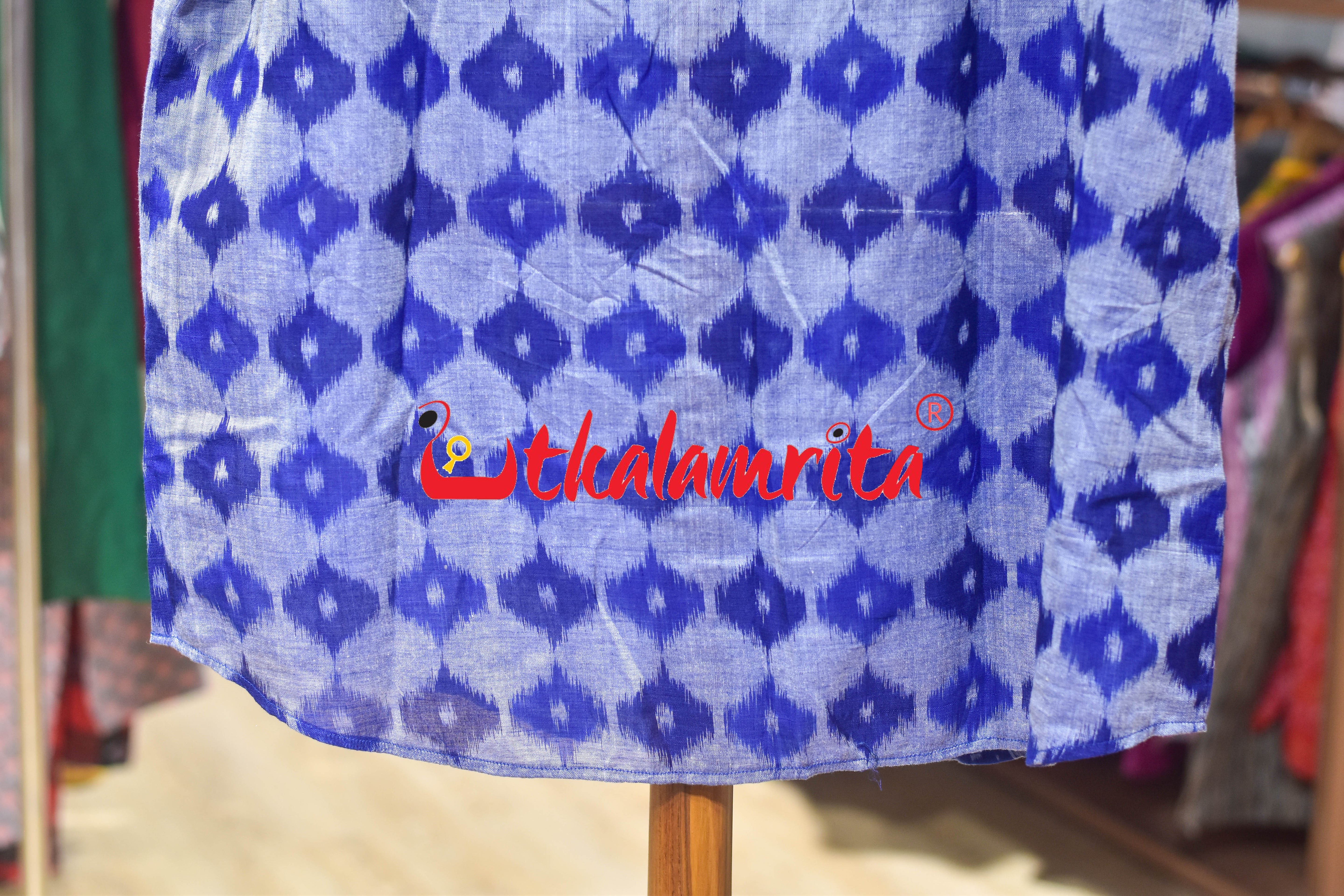 Blue 3D Illusions Odia Letters (Men's Half kurta)