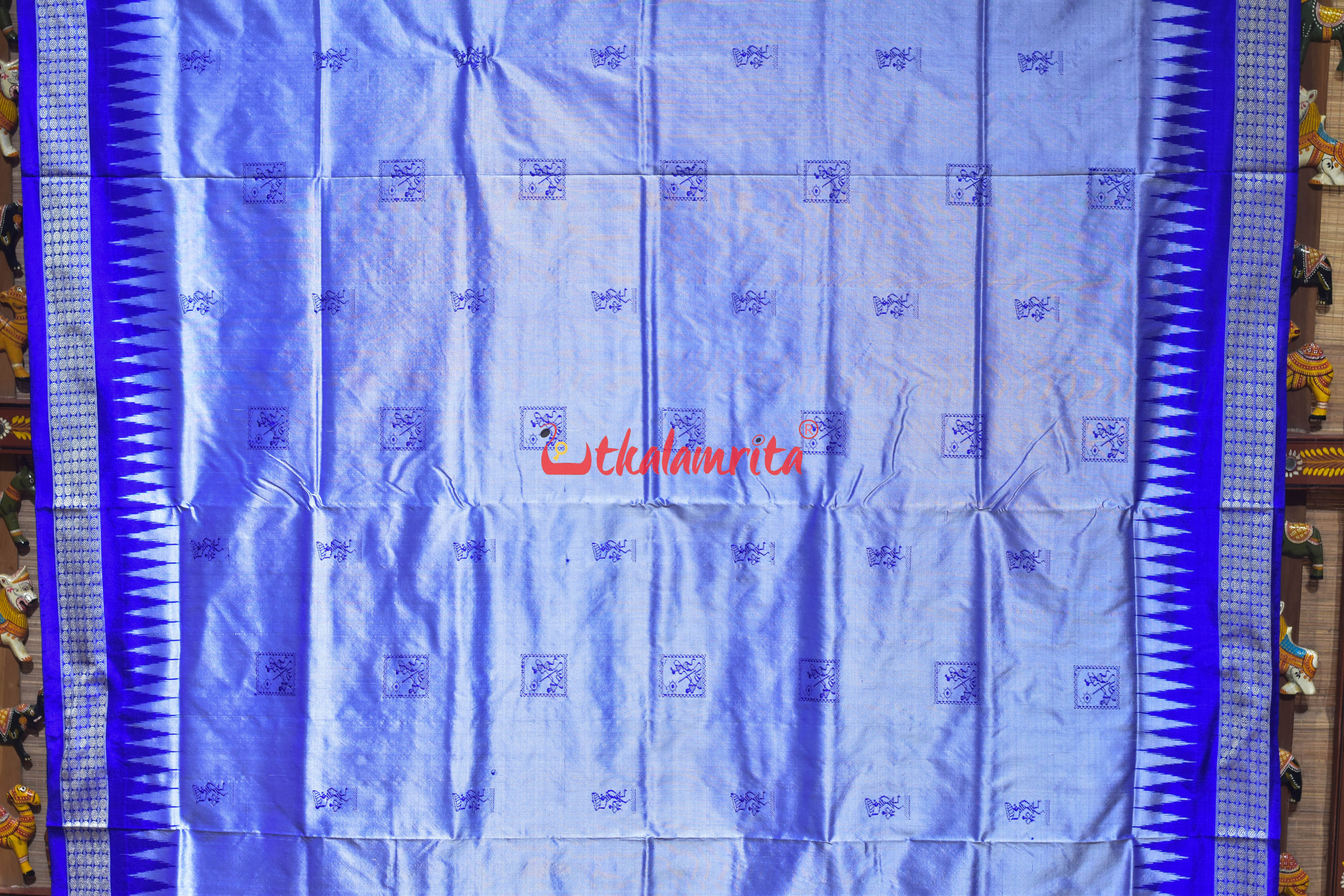 Blue Tribals Body Bomkai Silk Saree