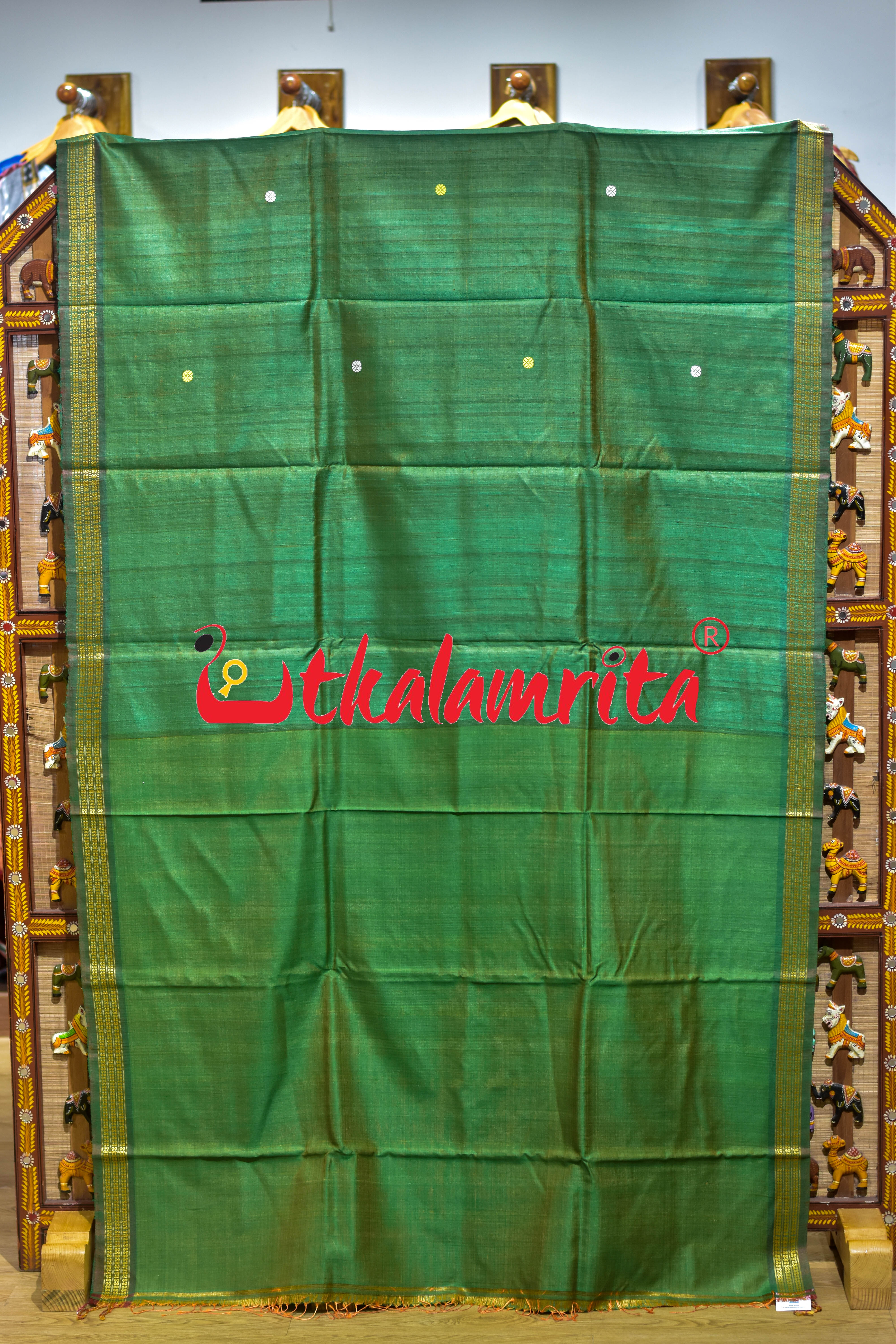 Fern Green Fish Anchal Gopalpur Tussar Saree