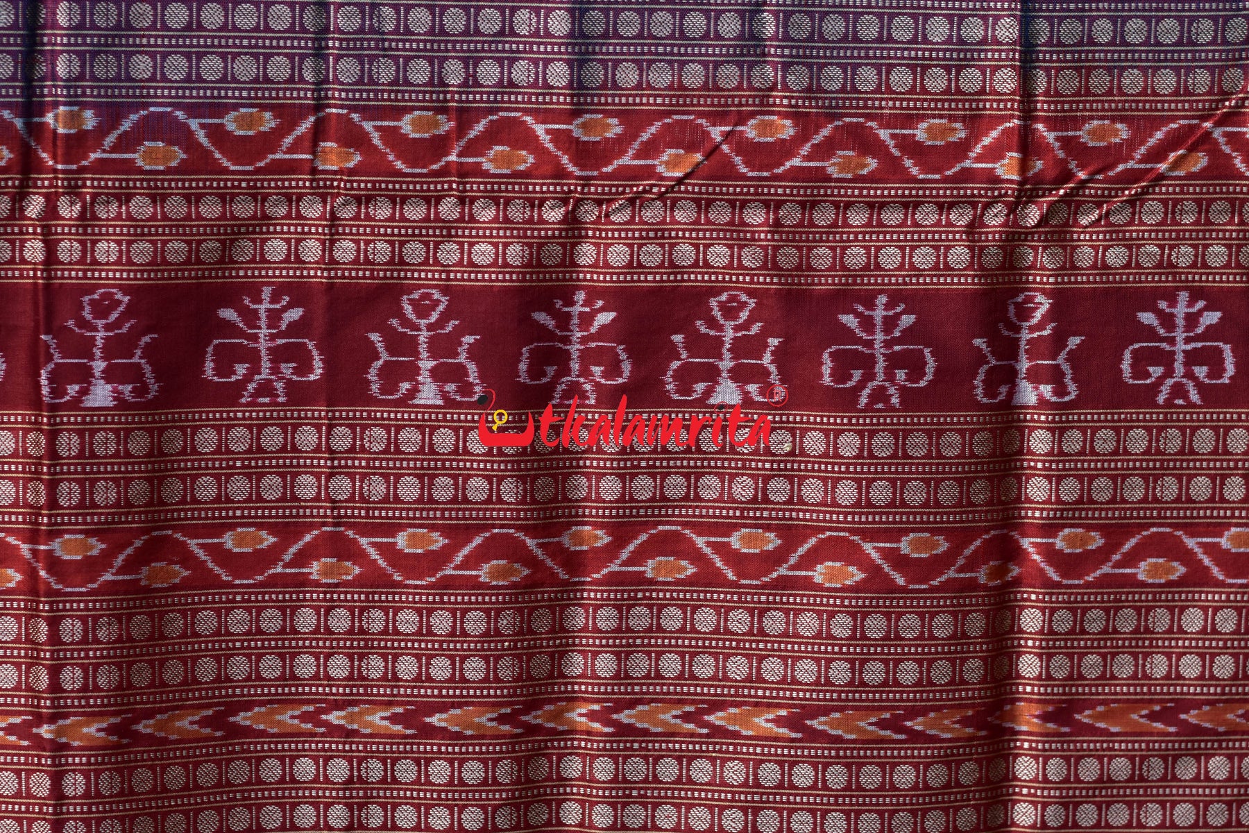 Blue Sankh and Fish Bomkai Sambalpuri Silk