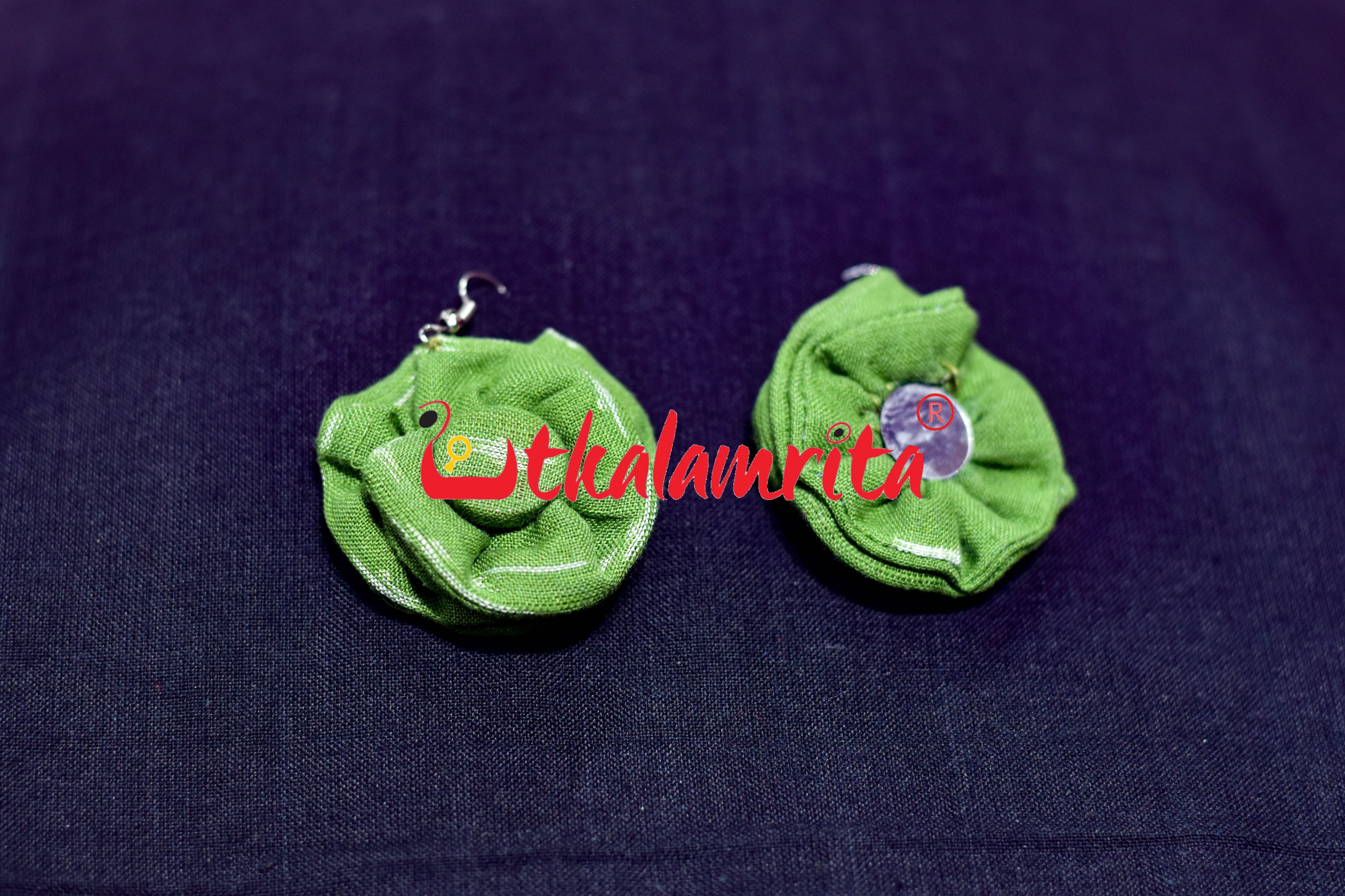 Green Lahari Front Mirror Earrings