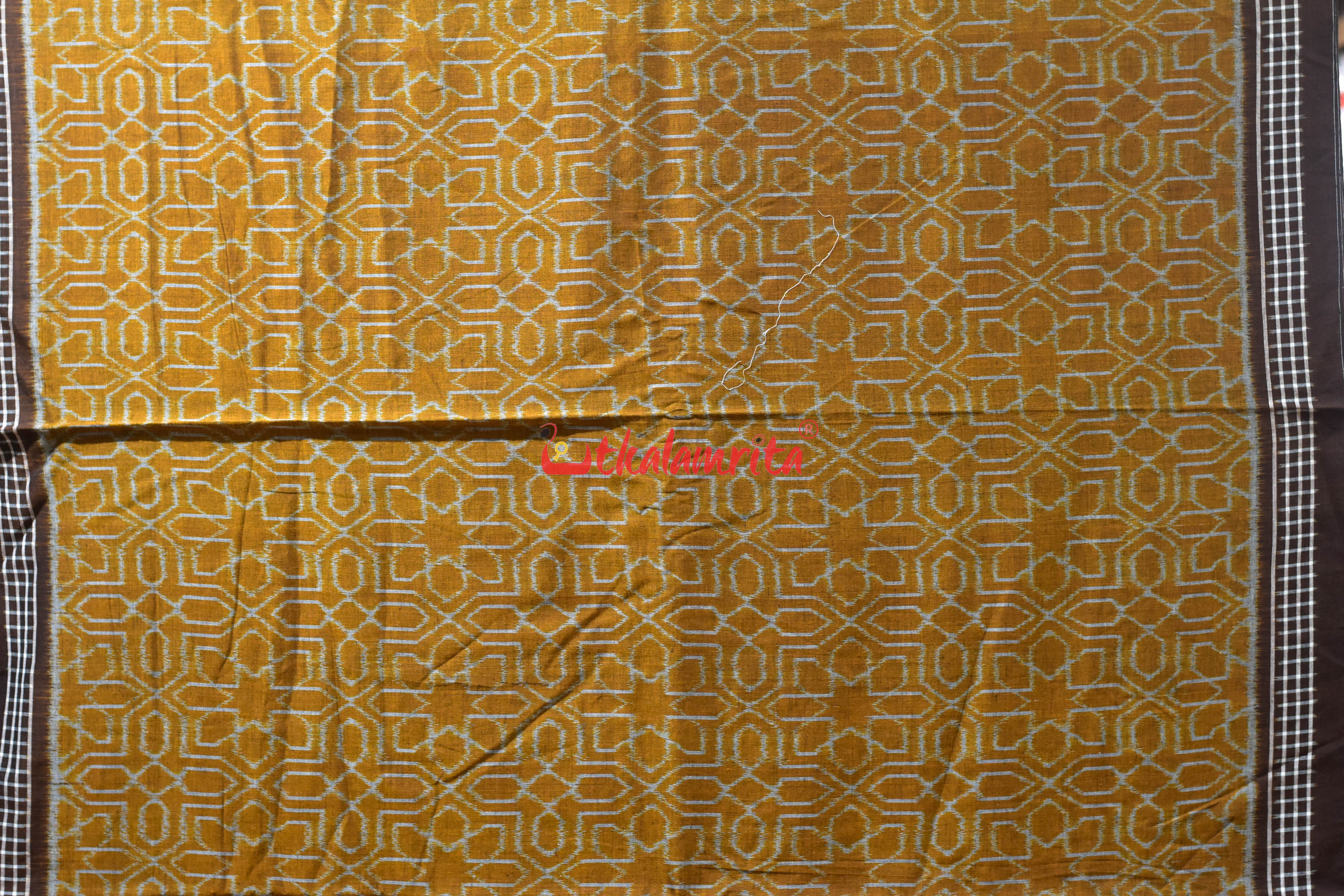 Brown Mandala Art Khandua Cotton Saree