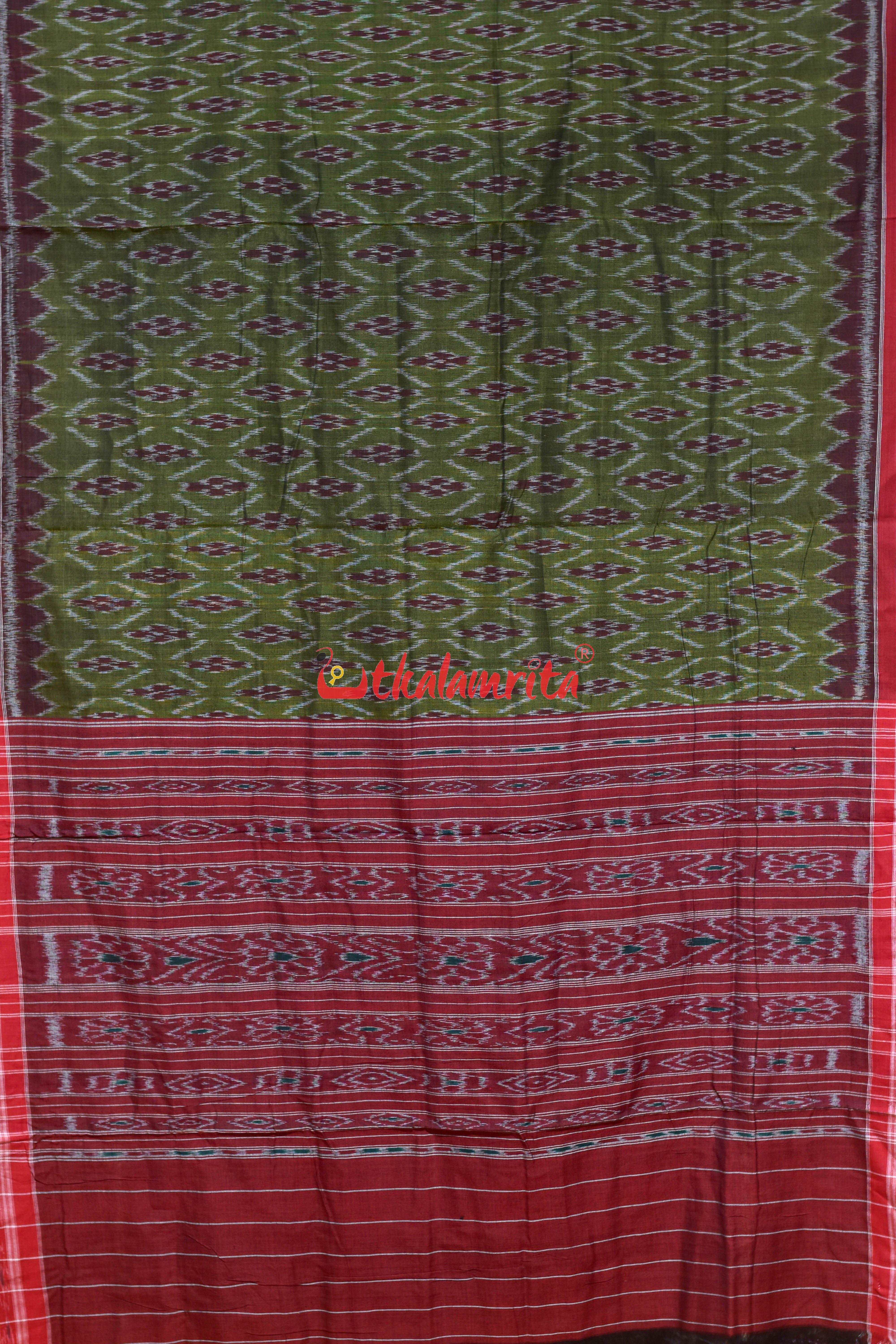 Mehendi Green Kothi Pasapali Khandua Cotton Saree