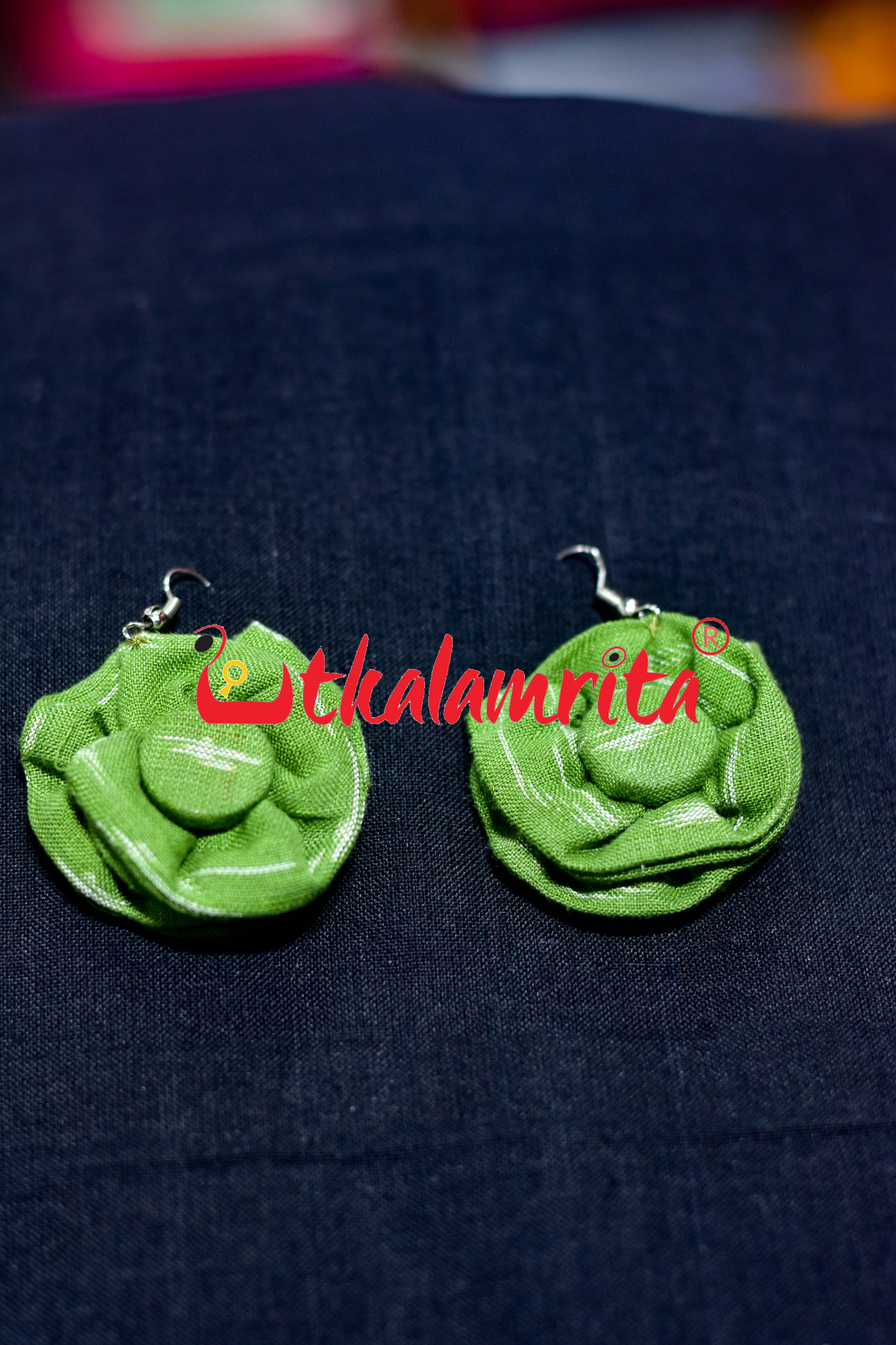 Green Lahari Front Mirror Earrings
