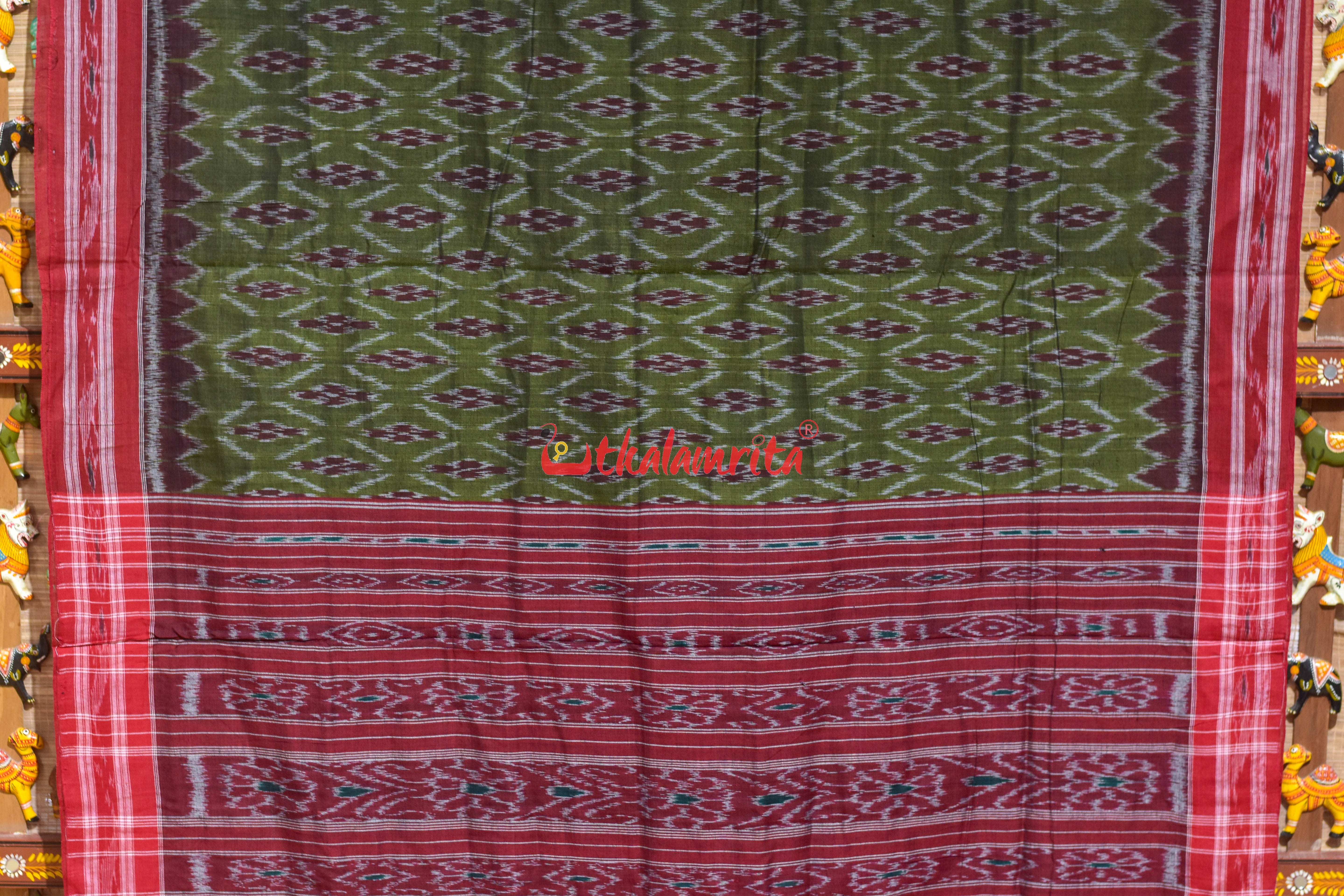 Mehendi Green Kothi Pasapali Khandua Cotton Saree