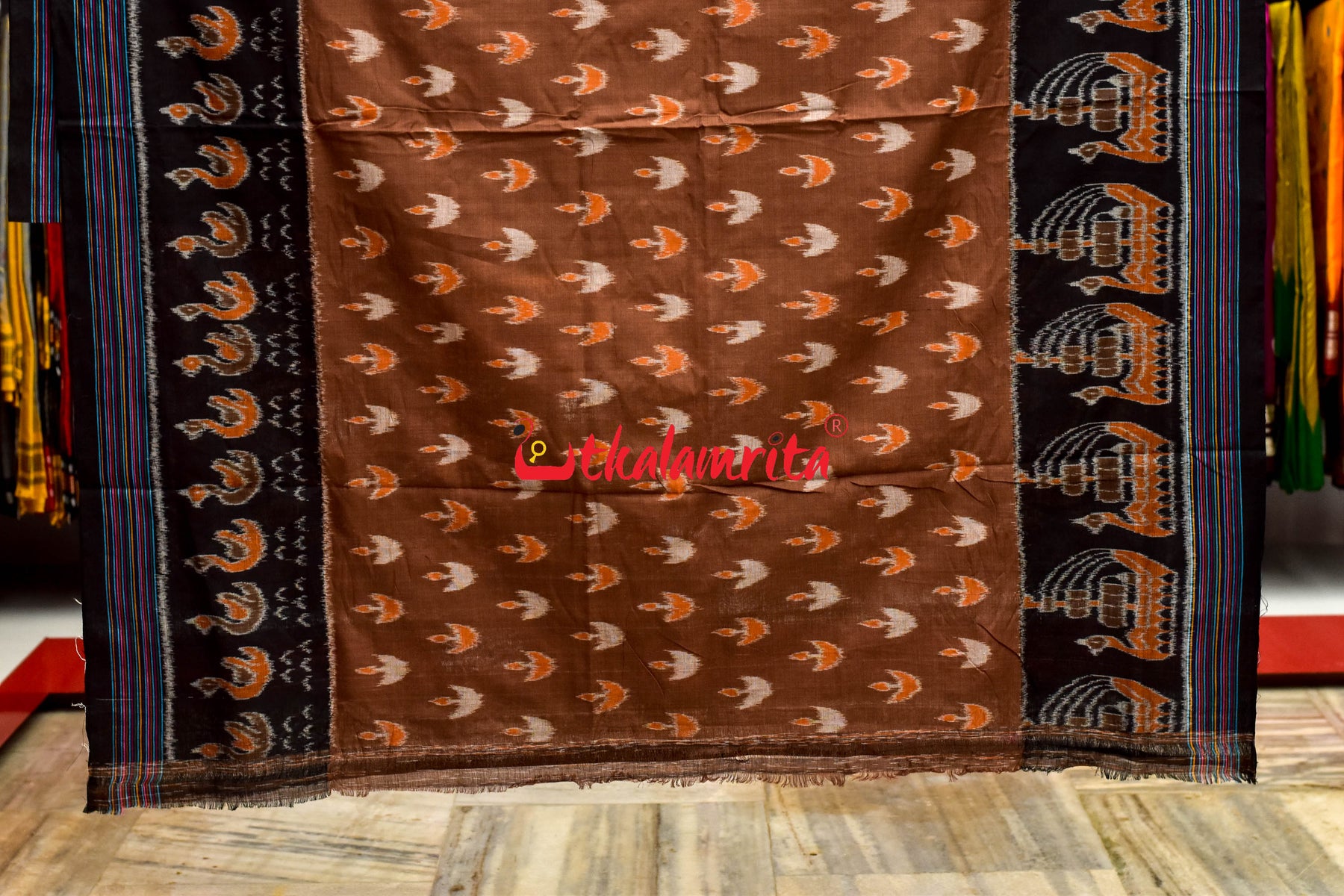 Coffee Boita & Ducks Khandua Cotton Saree