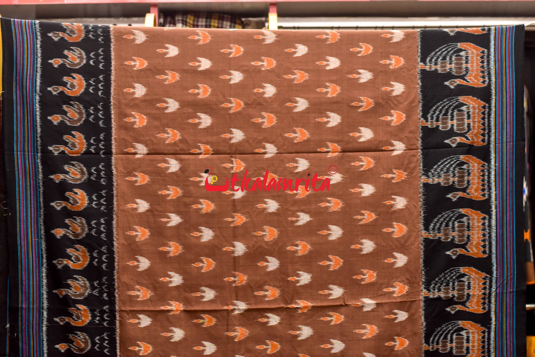 Coffee Boita & Ducks Khandua Cotton Saree